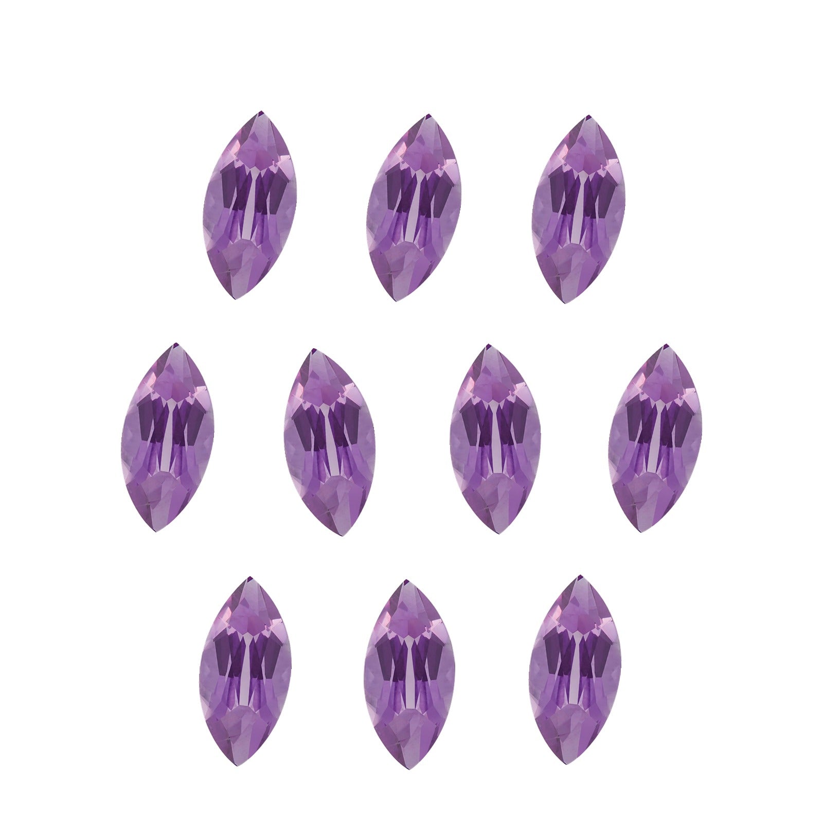 Lot of 10: 6x3 mm natural purple amethyst, marquise cut | Sapphire Row · cut7