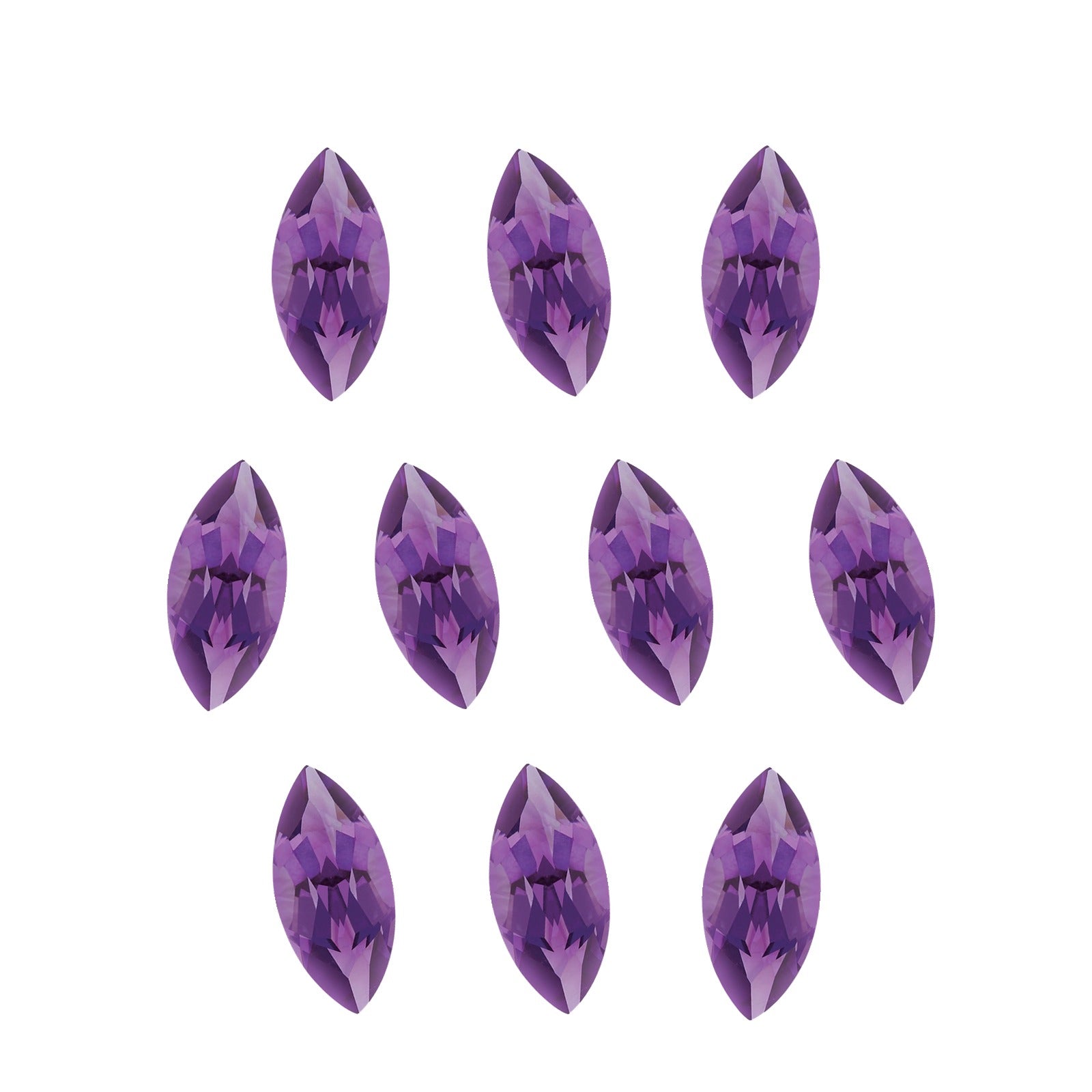 Lot of 10: 6x3 mm natural purple amethyst, marquise cut | Sapphire Row · cut7