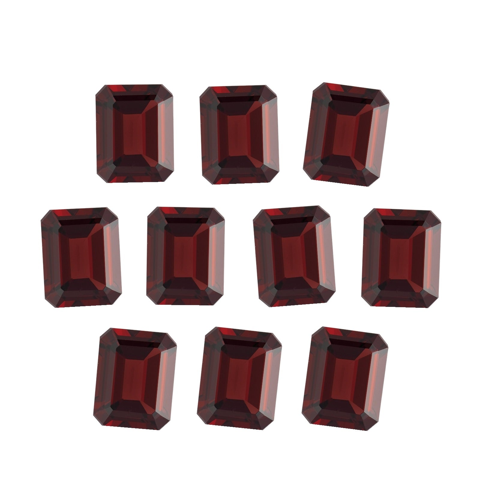 Lot of 10: 6x4 mm natural dark orange red mozambique garnet, emerald cut | Sapphire Row · cut7