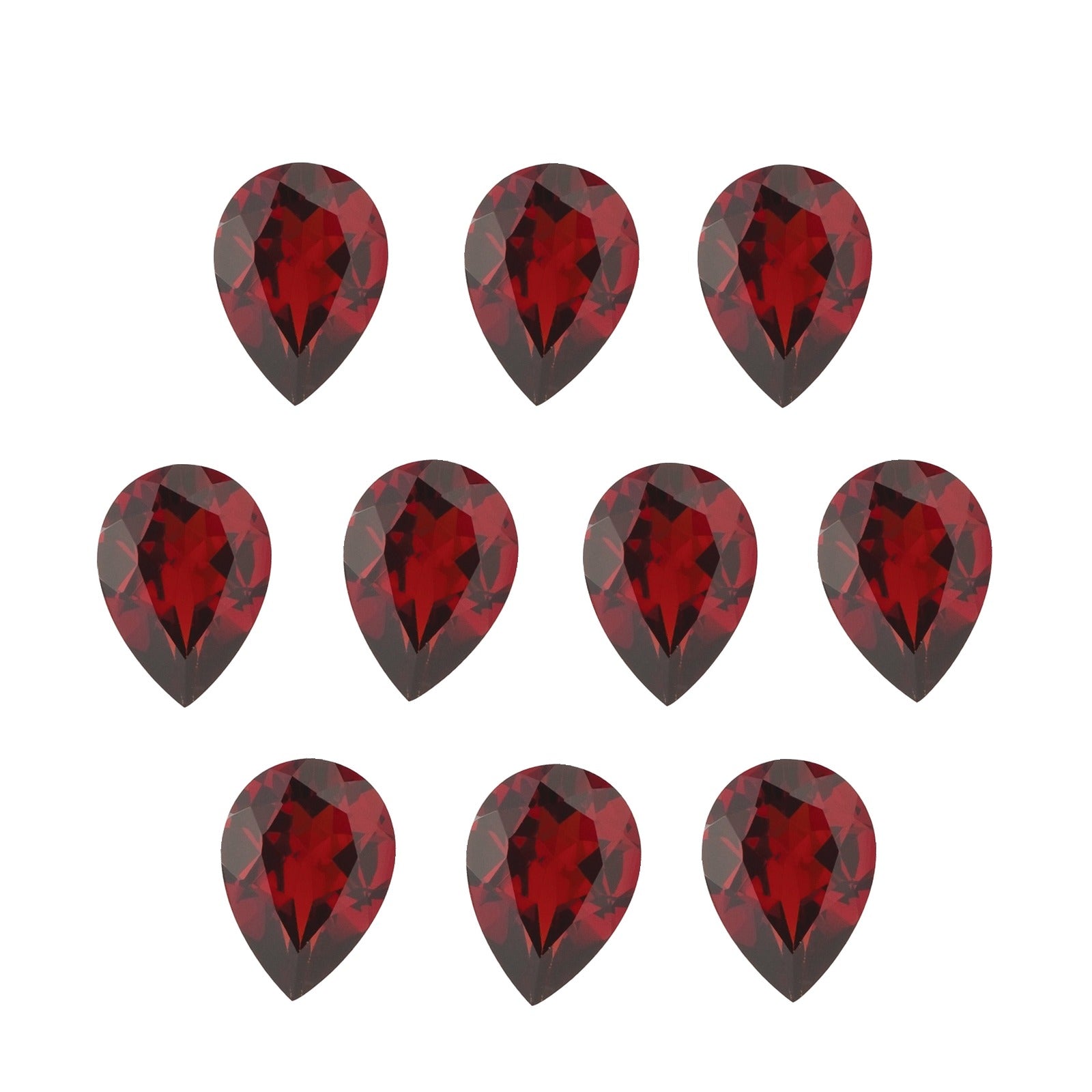 Lot of 10: 6x4 mm natural dark orange red mozambique garnet, pear cut | Sapphire Row · cut7