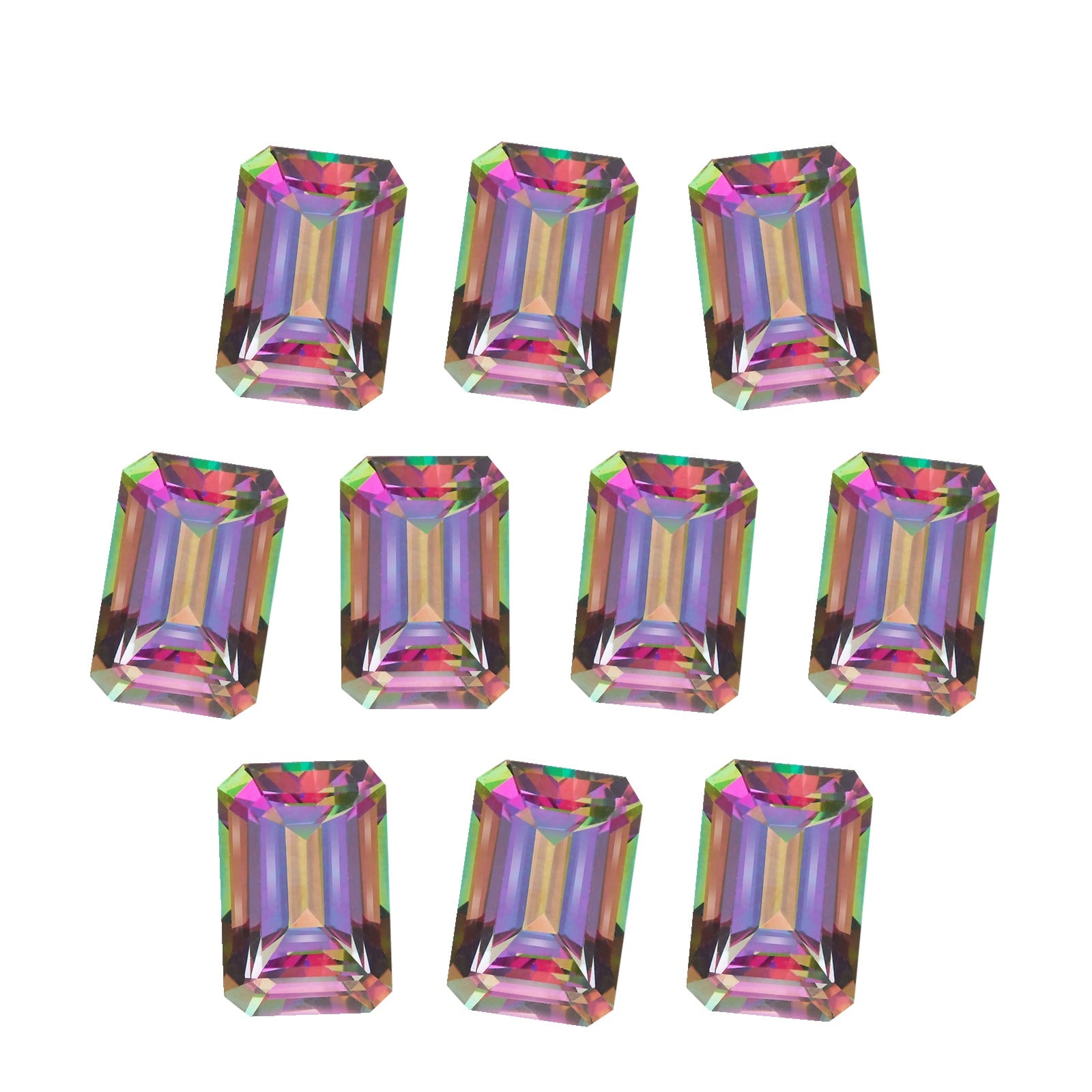 Lot of 10: 6x4 mm natural green mystic topaz, emerald cut | Sapphire Row · cut7