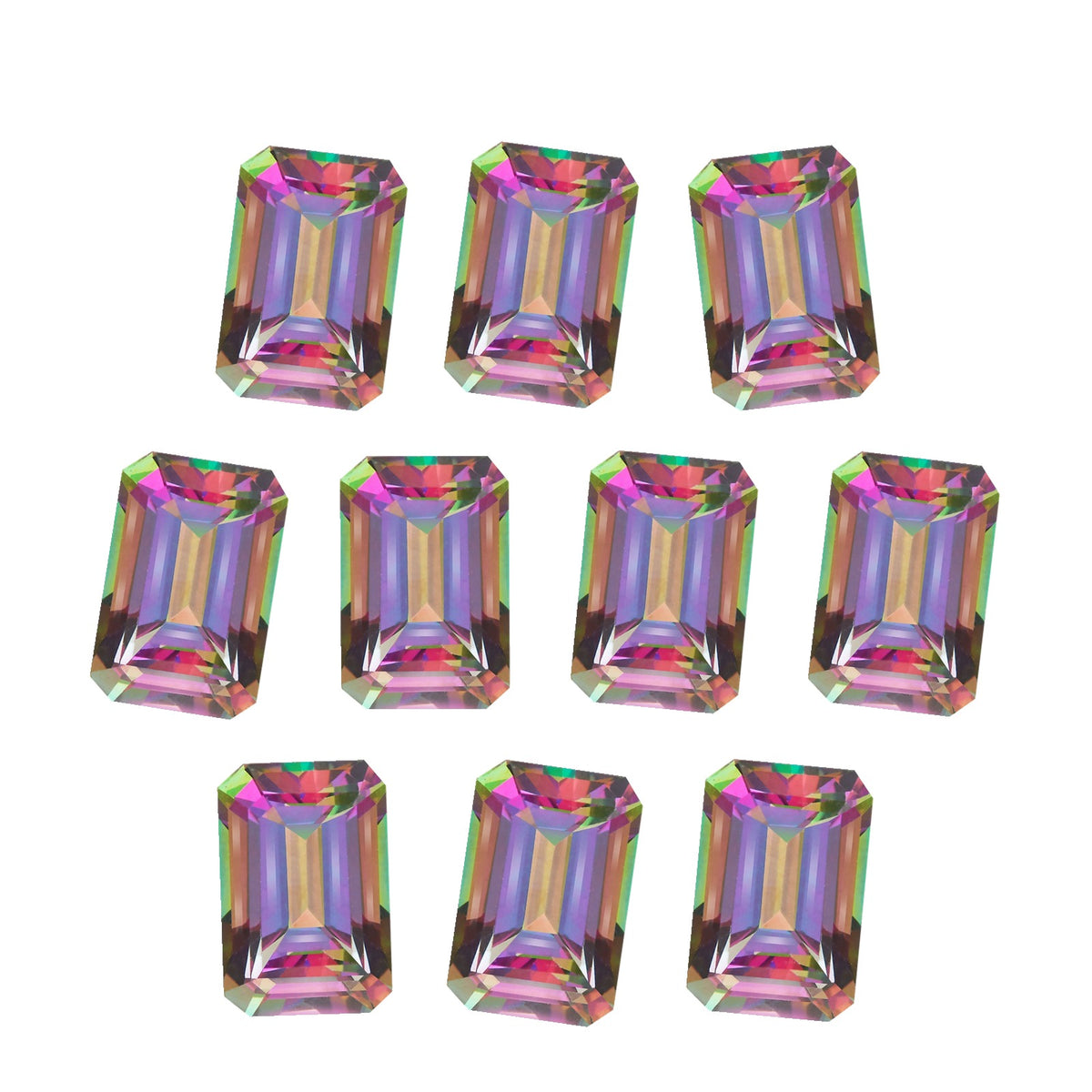 Lot of 10: 6x4 mm natural green mystic topaz, emerald cut | Sapphire Row · cut7