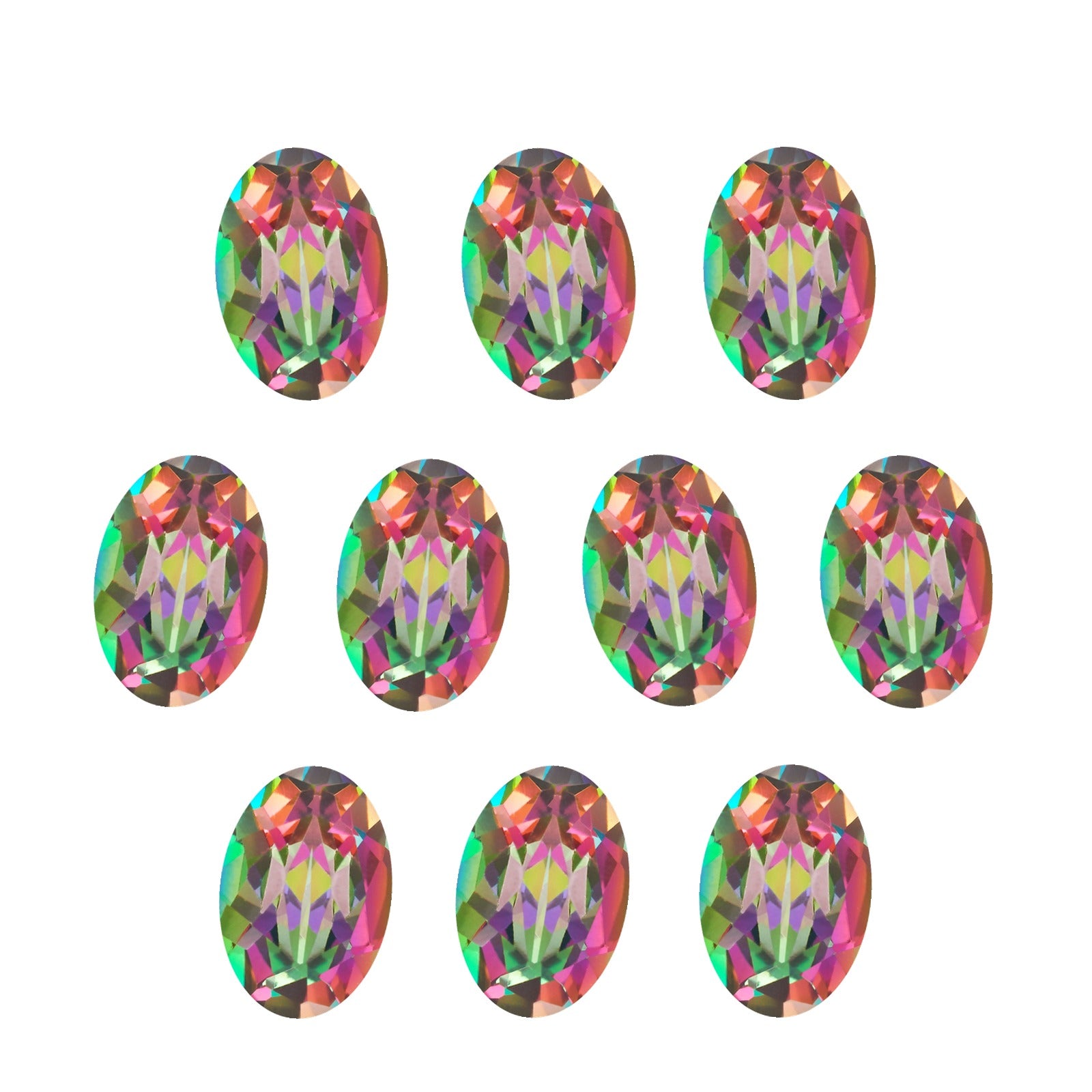Lot of 10: 6x4 mm natural green mystic topaz, oval cut | Sapphire Row · cut7