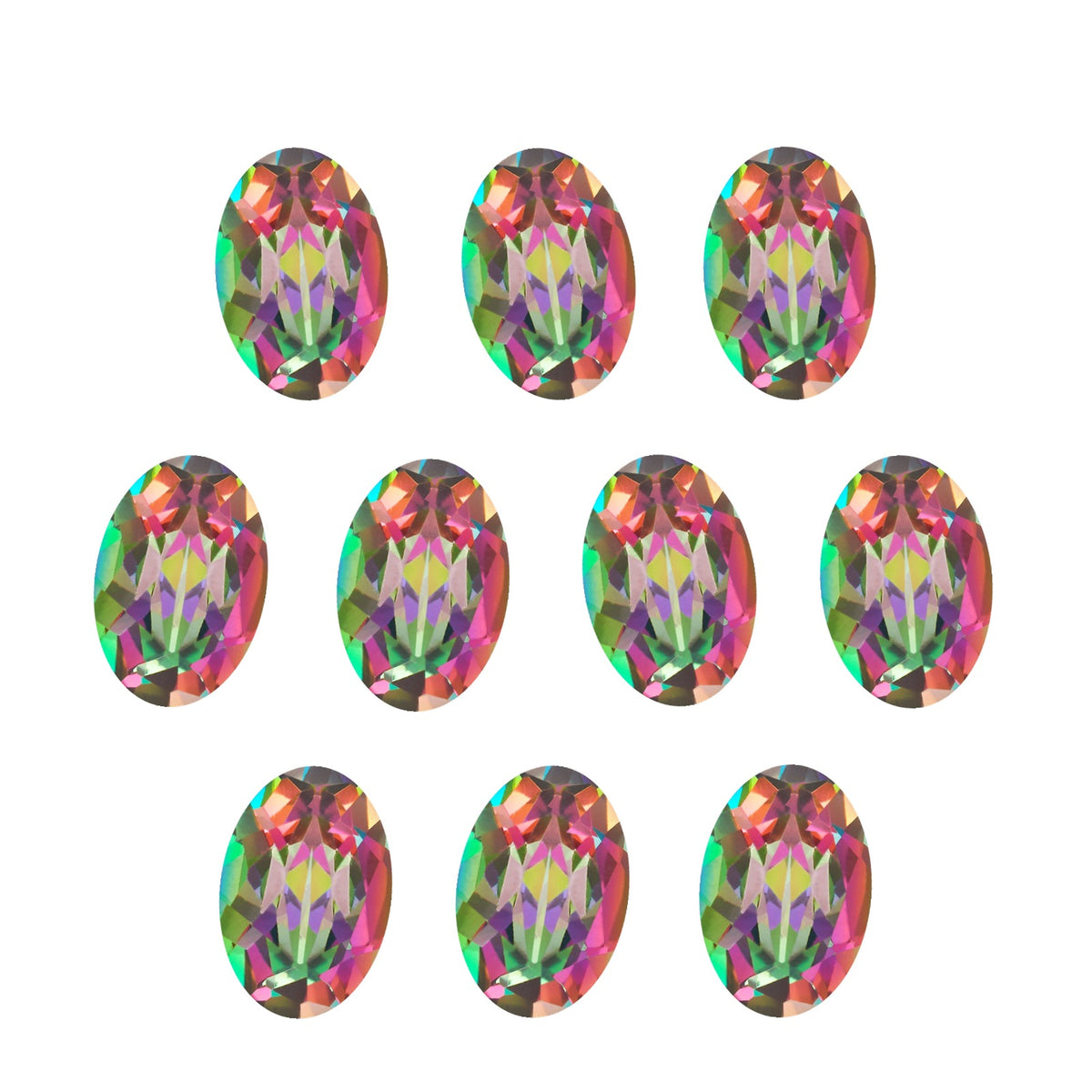 Lot of 10: 6x4 mm natural green mystic topaz, oval cut | Sapphire Row · cut7