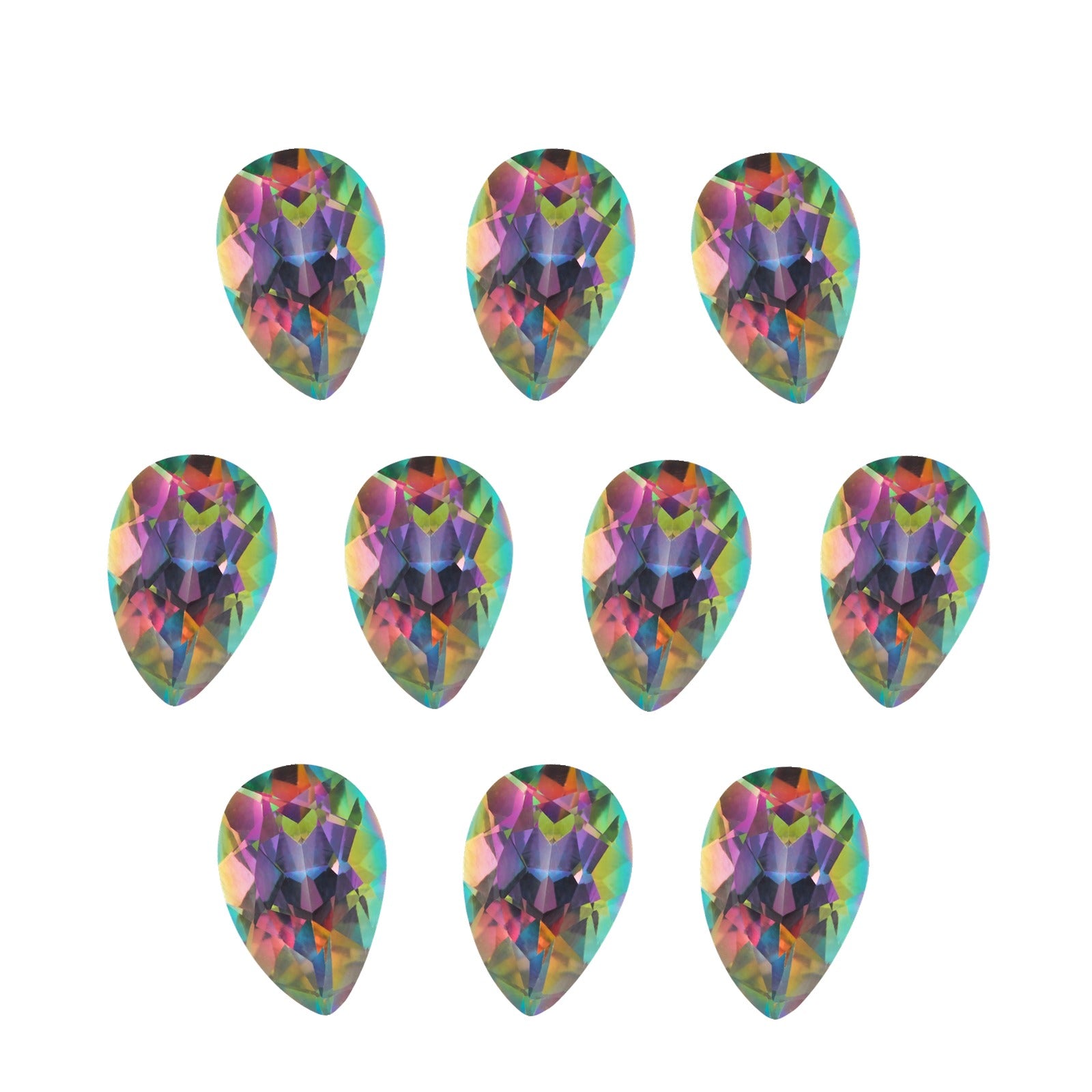 Lot of 10: 6x4 mm natural green mystic topaz, pear cut | Sapphire Row · cut7