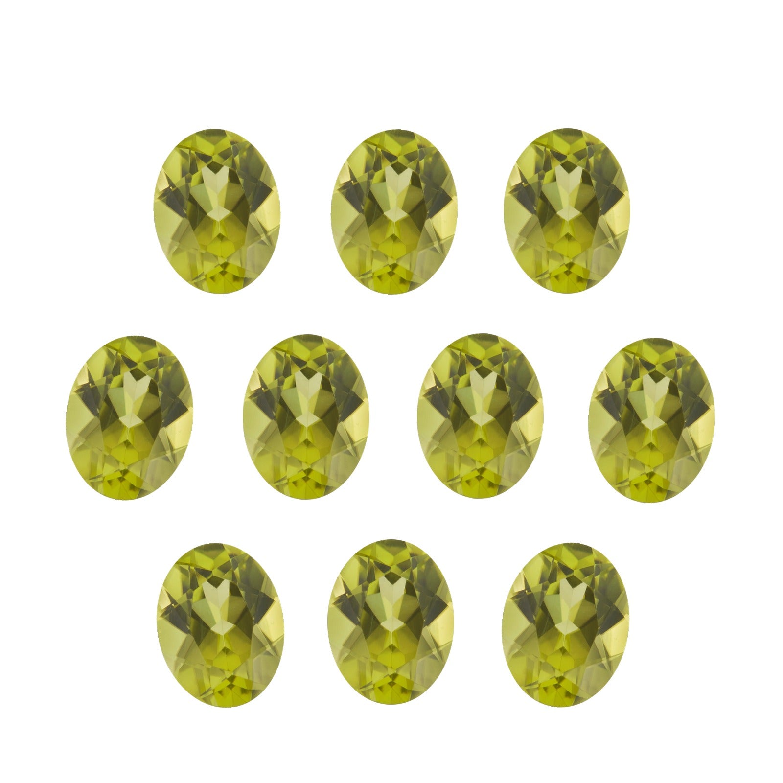 Lot of 10: 6x4 mm natural green peridot, oval cut | Sapphire Row · cut7