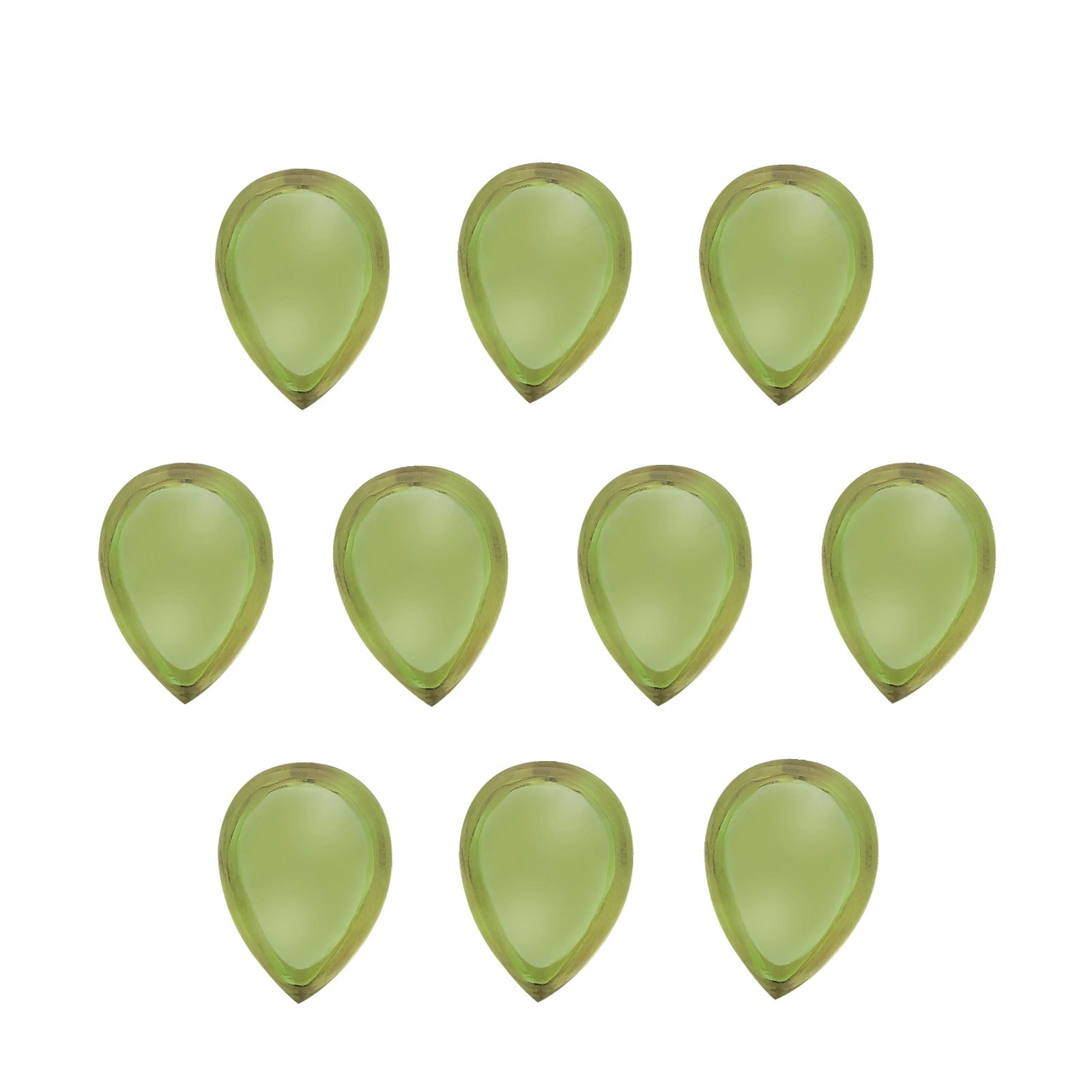 Lot of 10: 6x4 mm natural green peridot, pear cut | Sapphire Row · cut7
