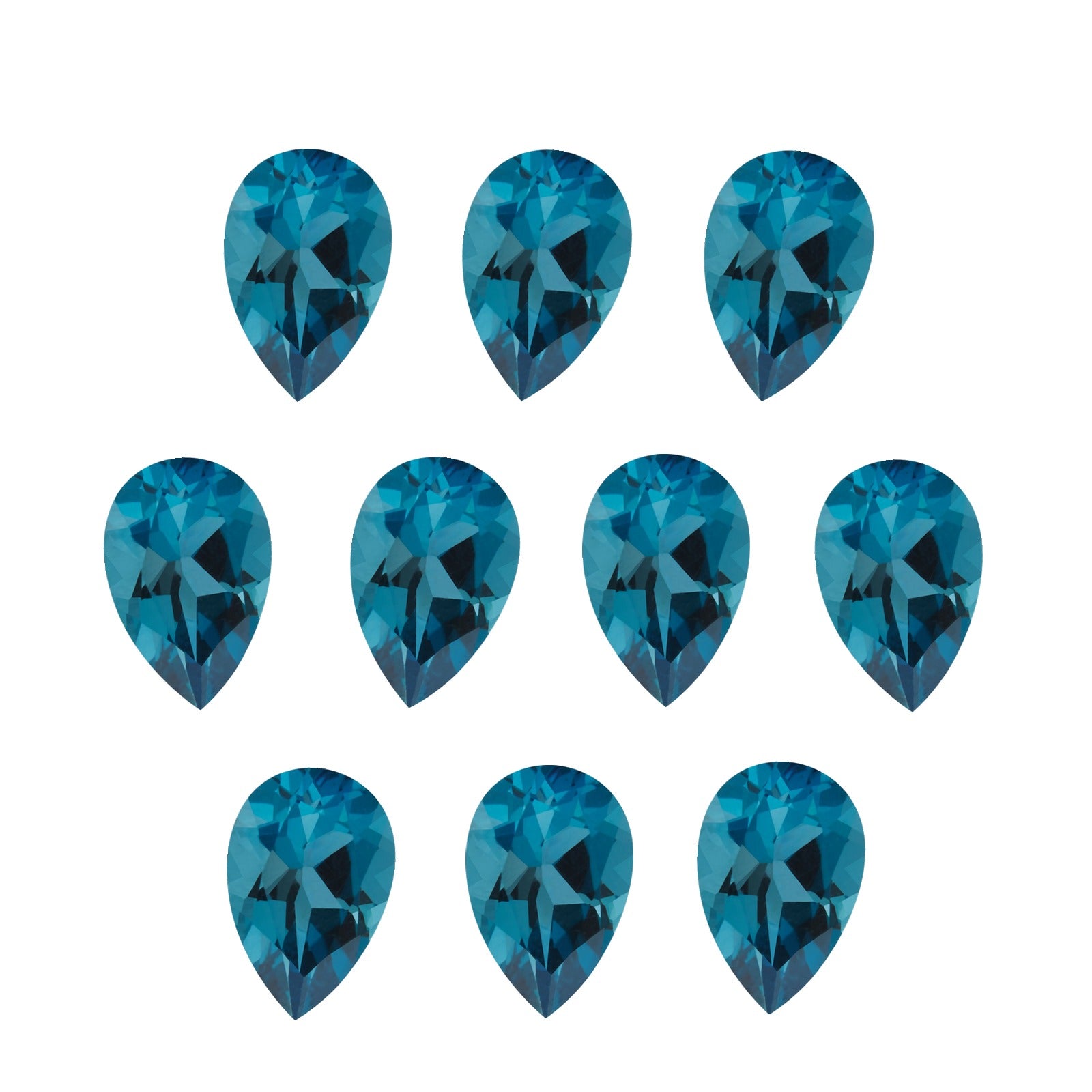 Lot of 10: 6x4 mm natural london blue topaz, pear cut | Sapphire Row · cut7