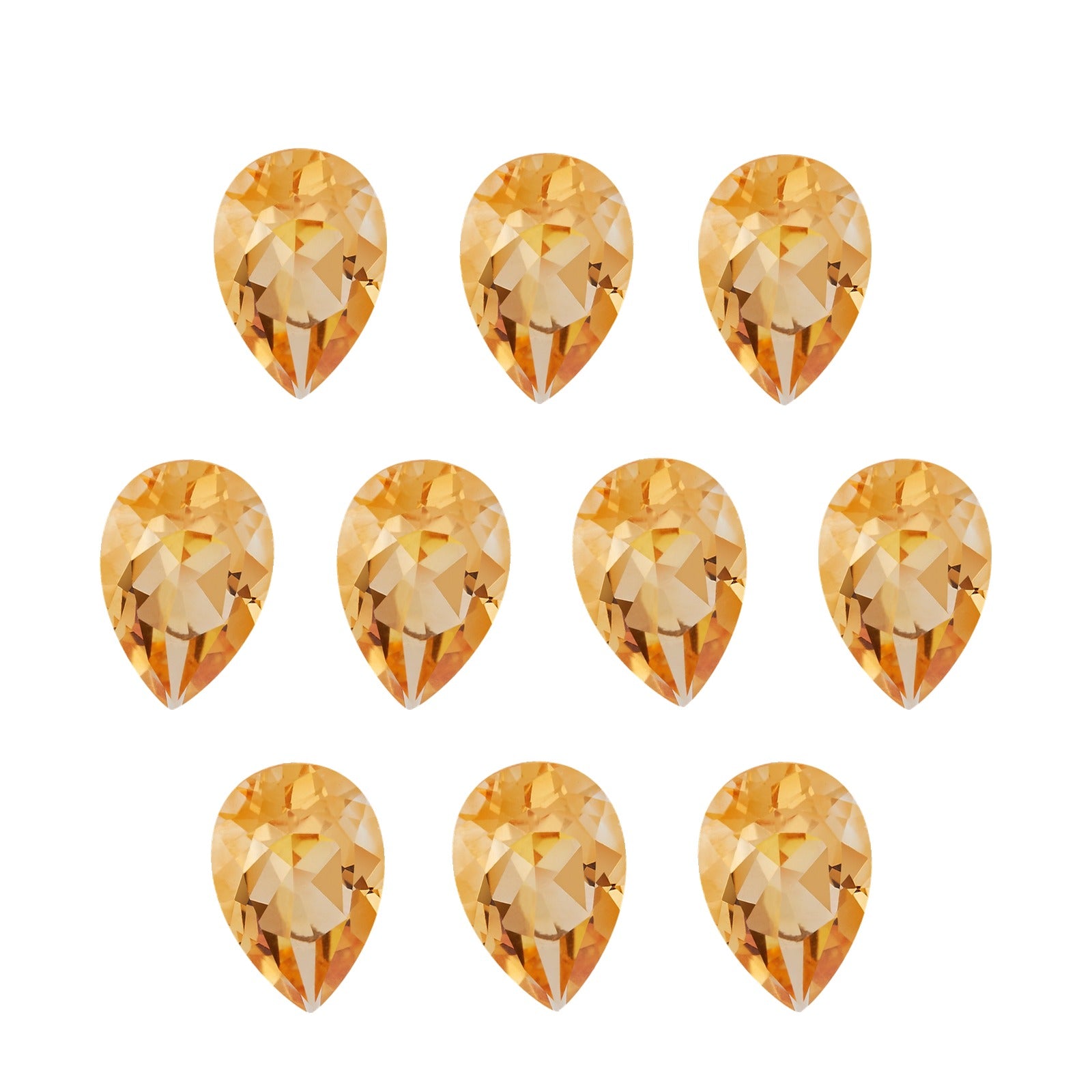 Lot of 10: 6x4 mm natural orange citrine, pear cut | Sapphire Row · cut7