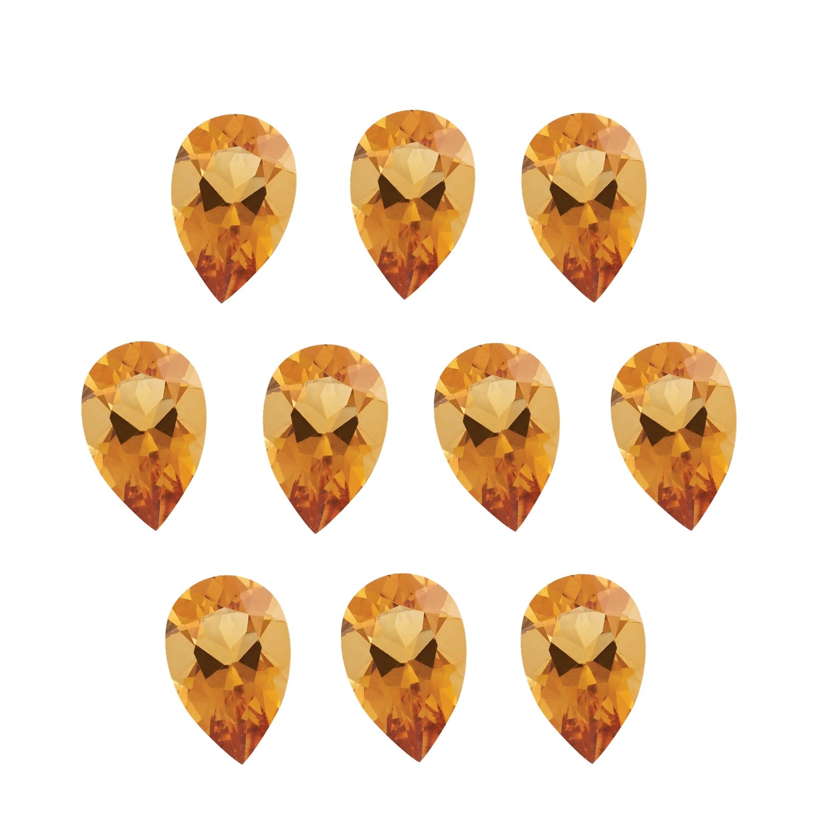 Lot of 10: 6x4 mm natural orange citrine, pear cut | Sapphire Row · cut7