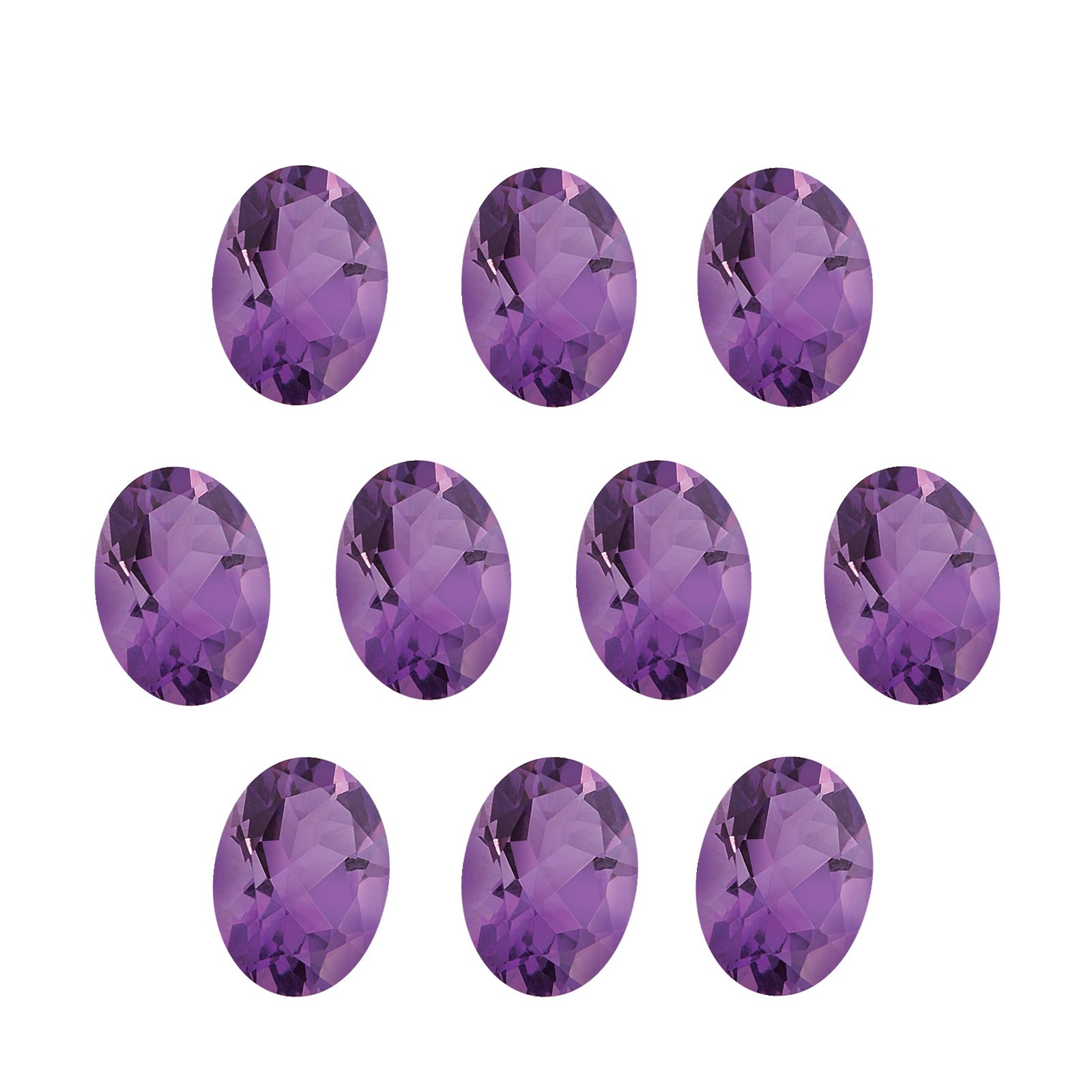 Lot of 10: 6x4 mm natural purple amethyst, oval cut | Sapphire Row · cut7