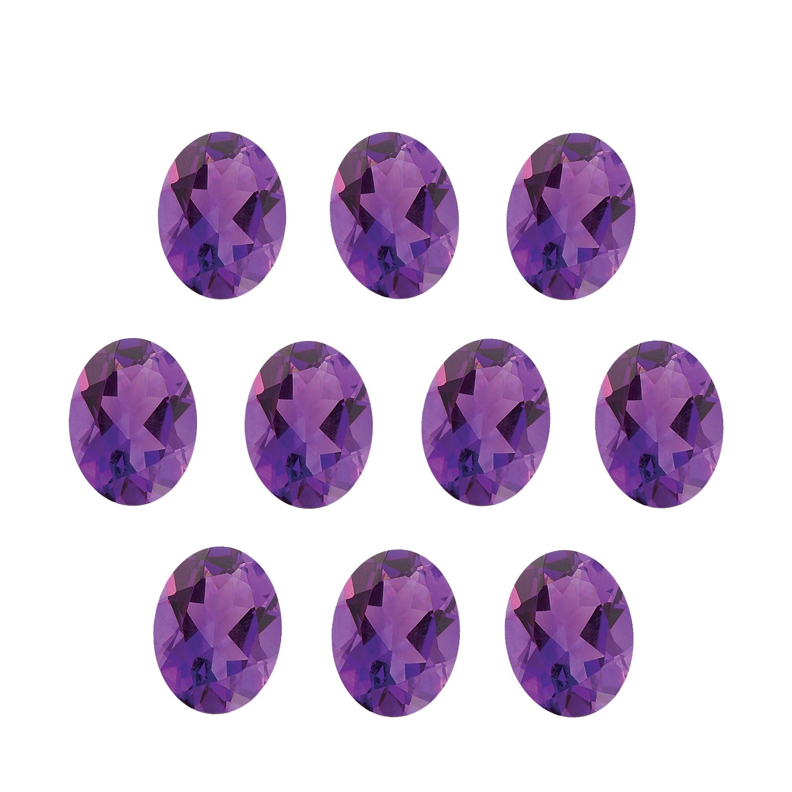 Lot of 10: 6x4 mm natural purple amethyst, oval cut | Sapphire Row · cut7