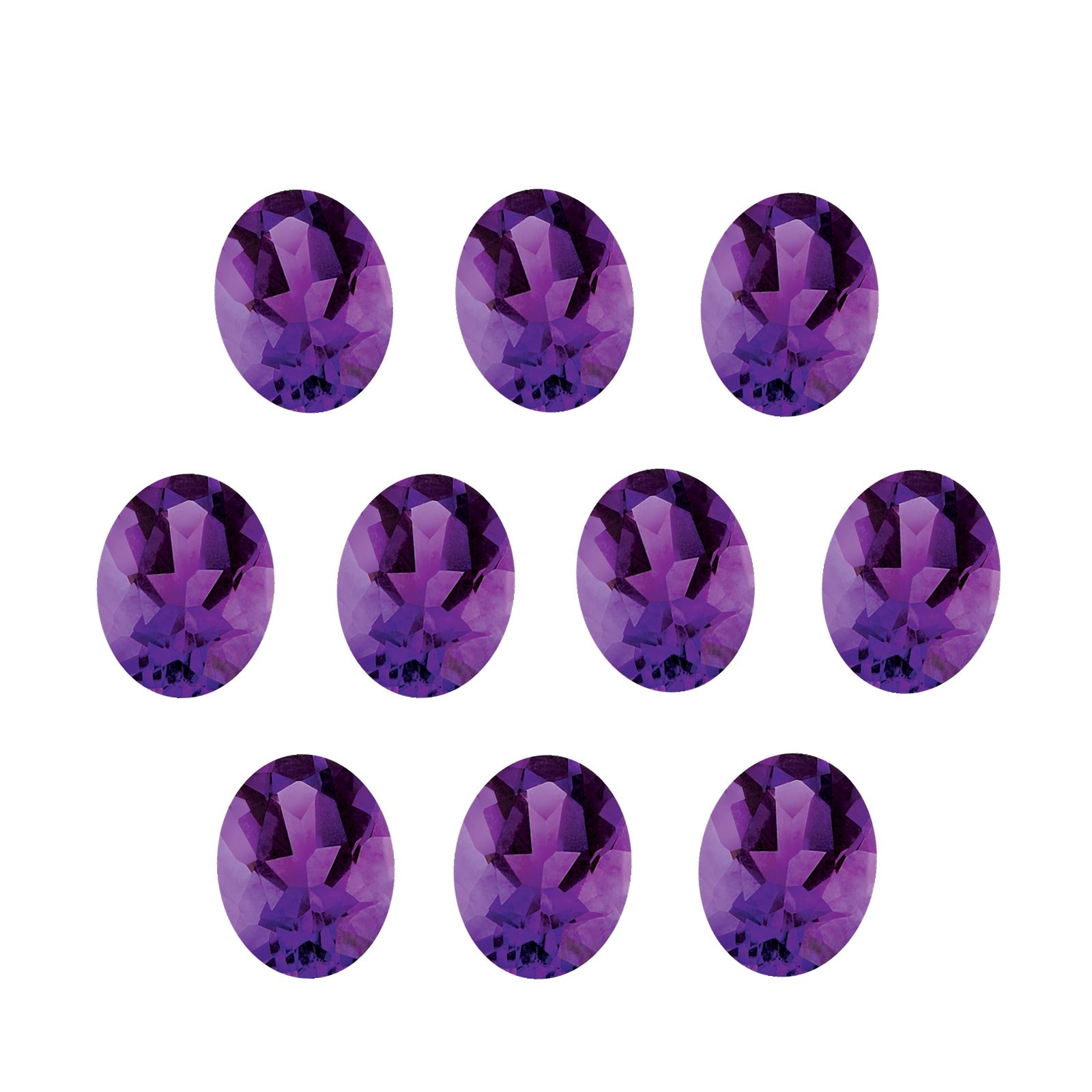 Lot of 10: 6x4 mm natural purple amethyst, oval cut | Sapphire Row · cut7