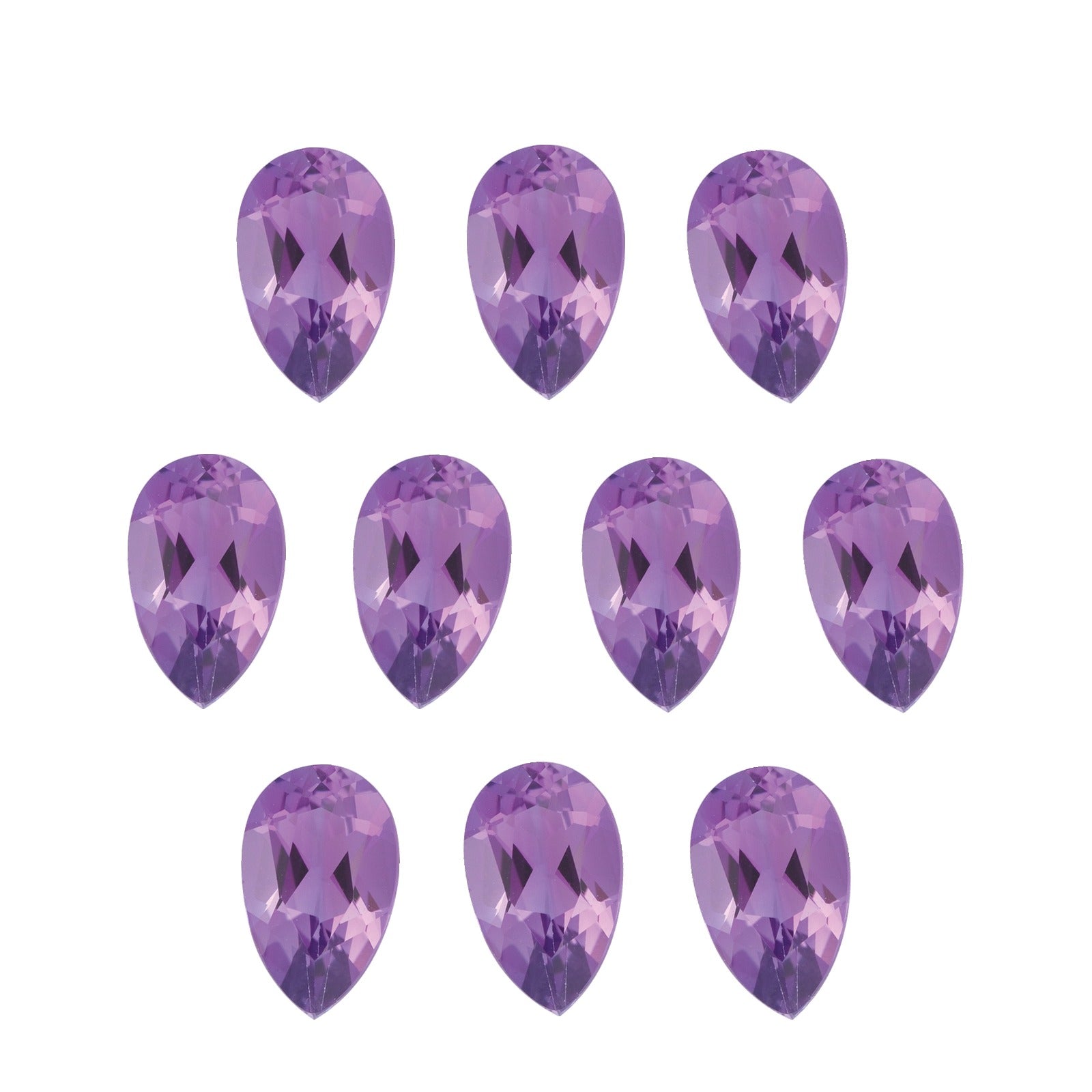 Lot of 10: 6x4 mm natural purple amethyst, pear cut | Sapphire Row · cut7