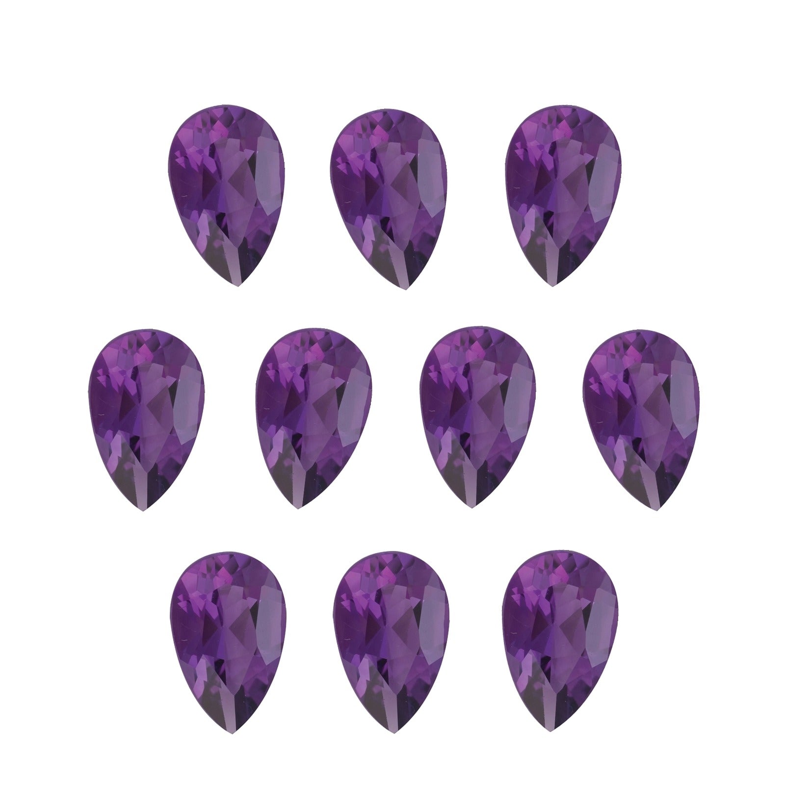 Lot of 10: 6x4 mm natural purple amethyst, pear cut | Sapphire Row · cut7