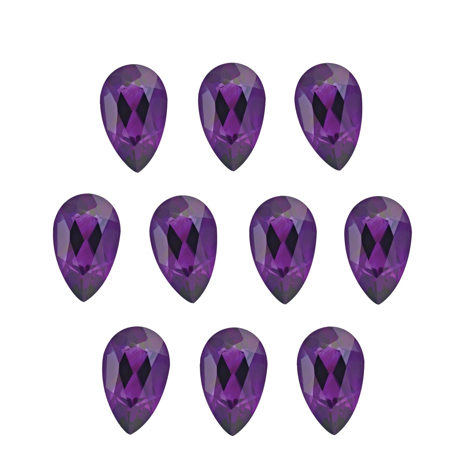 Lot of 10: 6x4 mm natural purple amethyst, pear cut | Sapphire Row · cut7