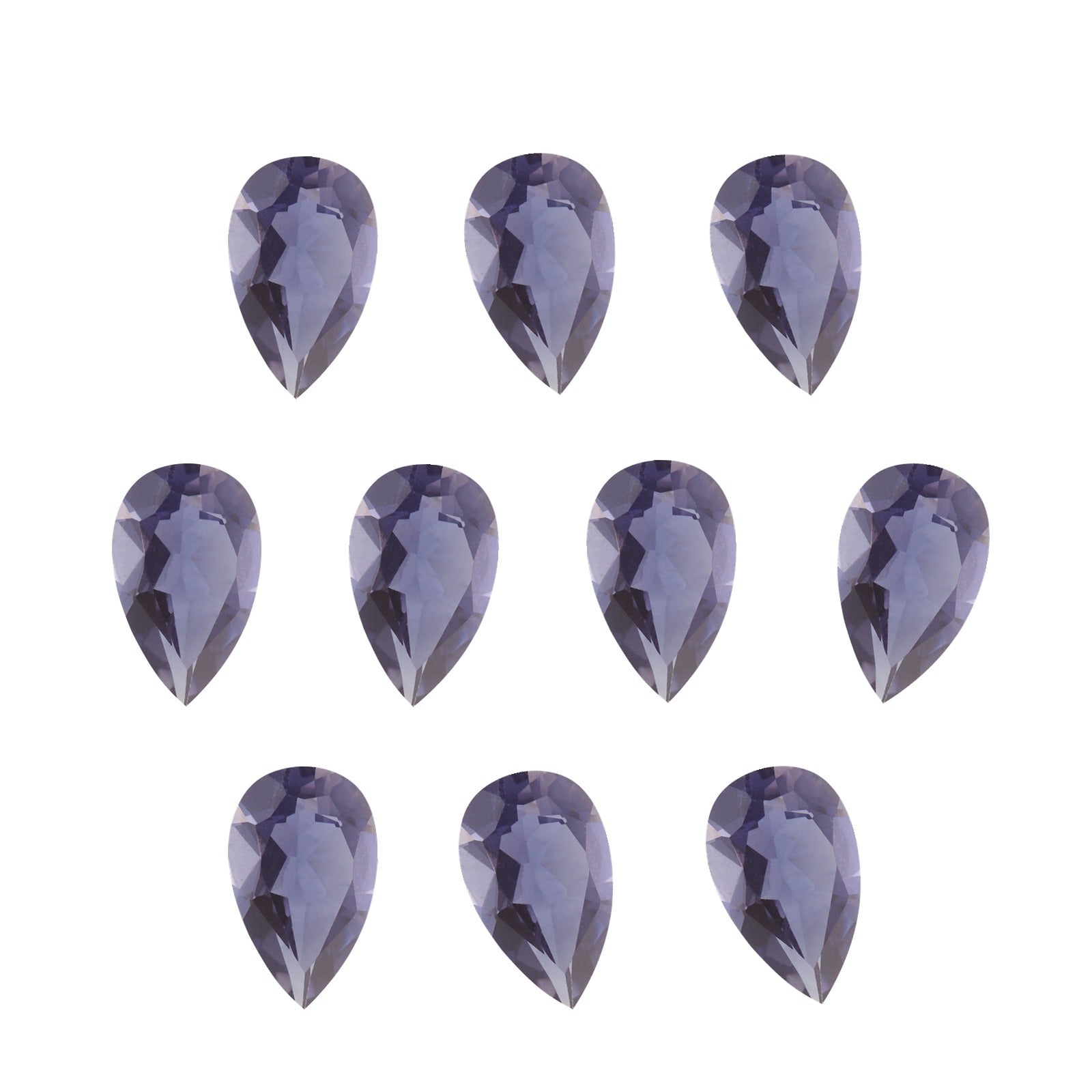 Lot of 10: 6x4 mm natural purple iolite, pear cut | Sapphire Row · cut7