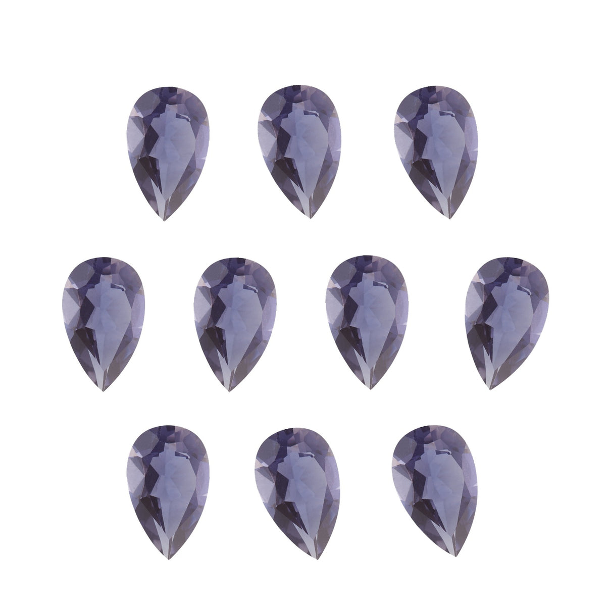 Lot of 10: 6x4 mm natural purple iolite, pear cut | Sapphire Row · cut7