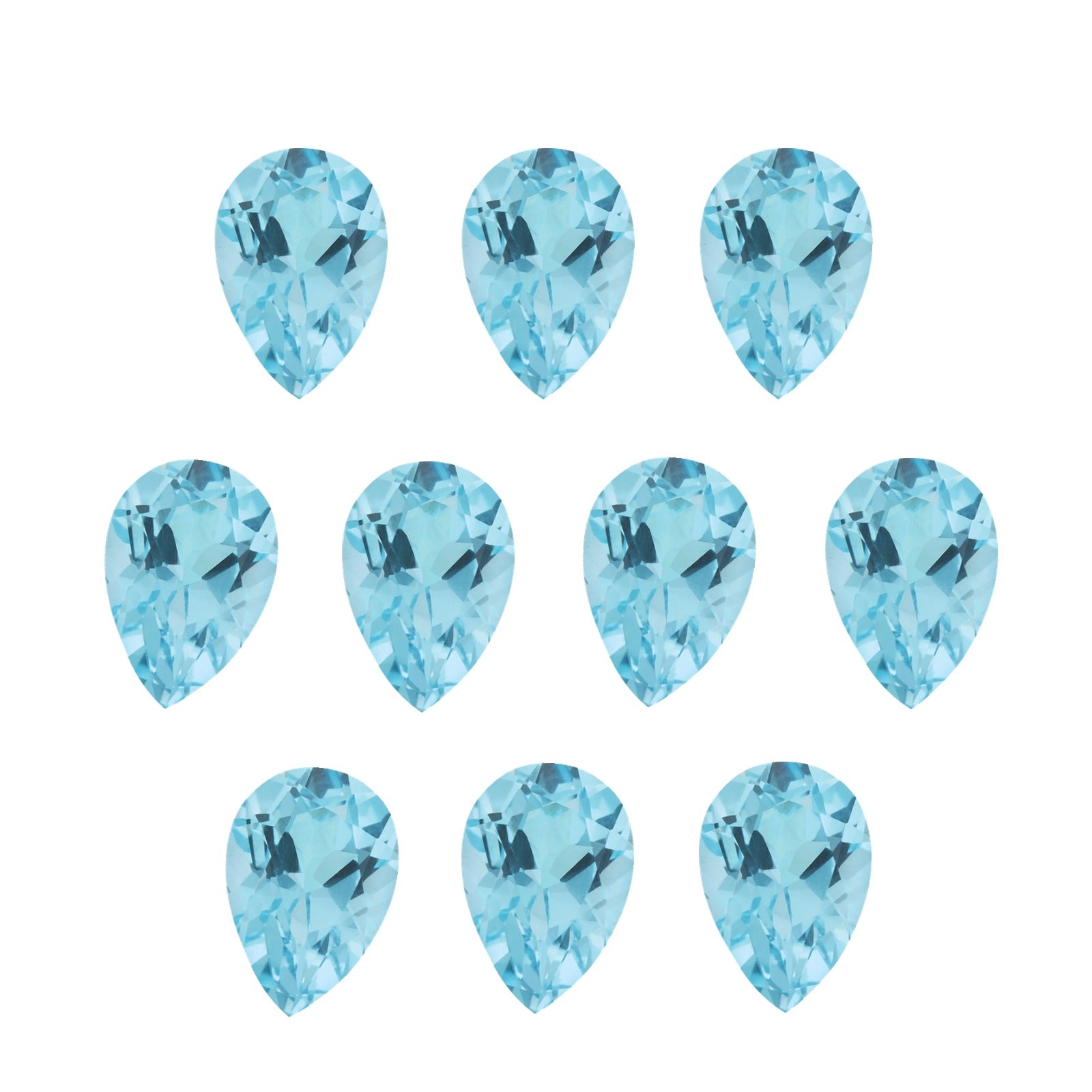 Lot of 10: 6x4 mm natural sky blue topaz, pear cut | Sapphire Row · cut7