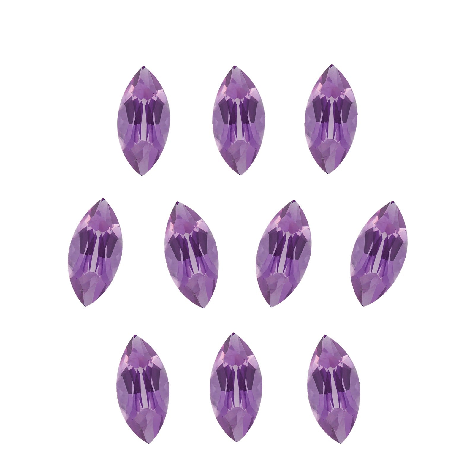 Lot of 10: 7x3.5 mm natural purple amethyst, marquise cut | Sapphire Row · cut7