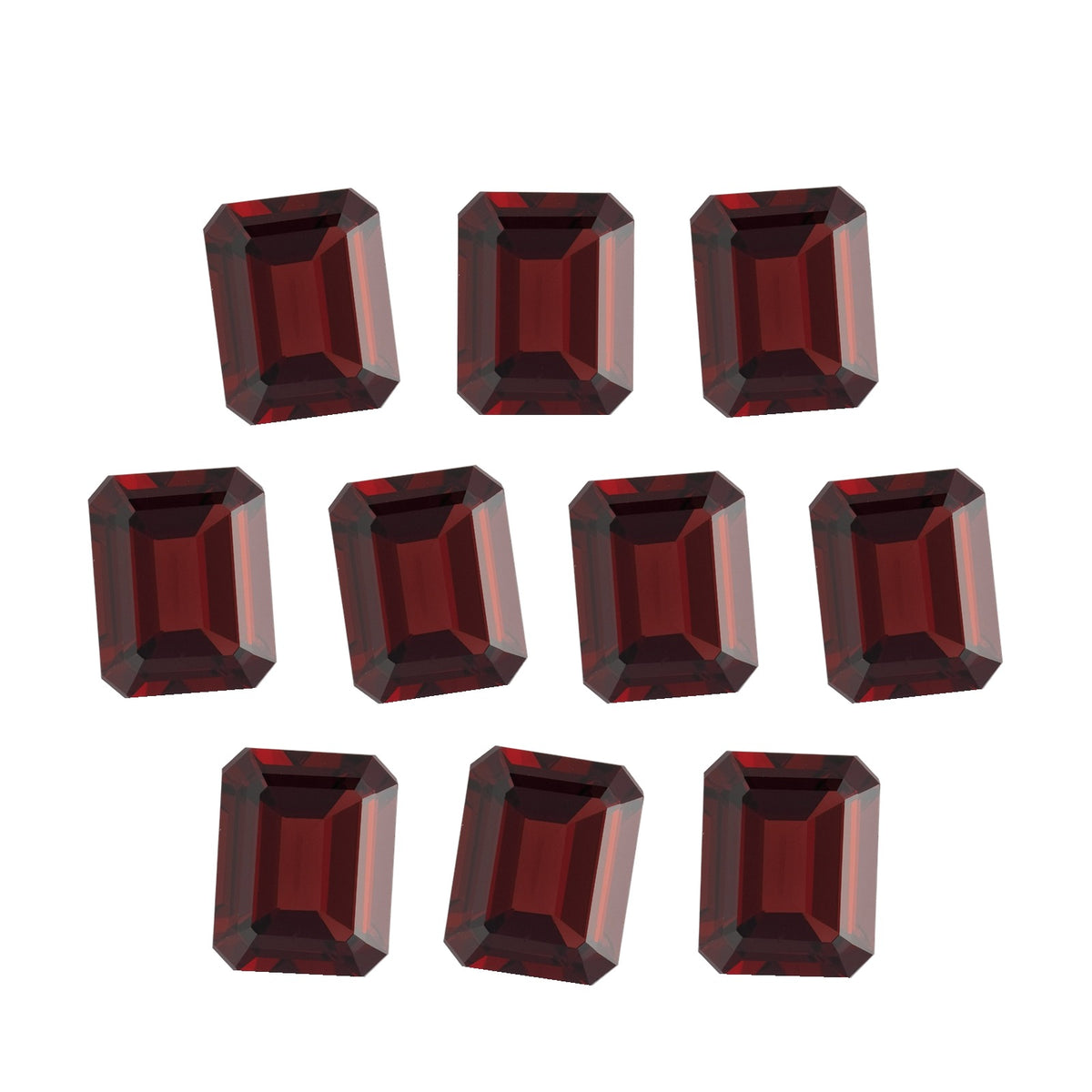 Lot of 10: 7x5 mm natural dark orange red mozambique garnet, emerald cut | Sapphire Row · cut7