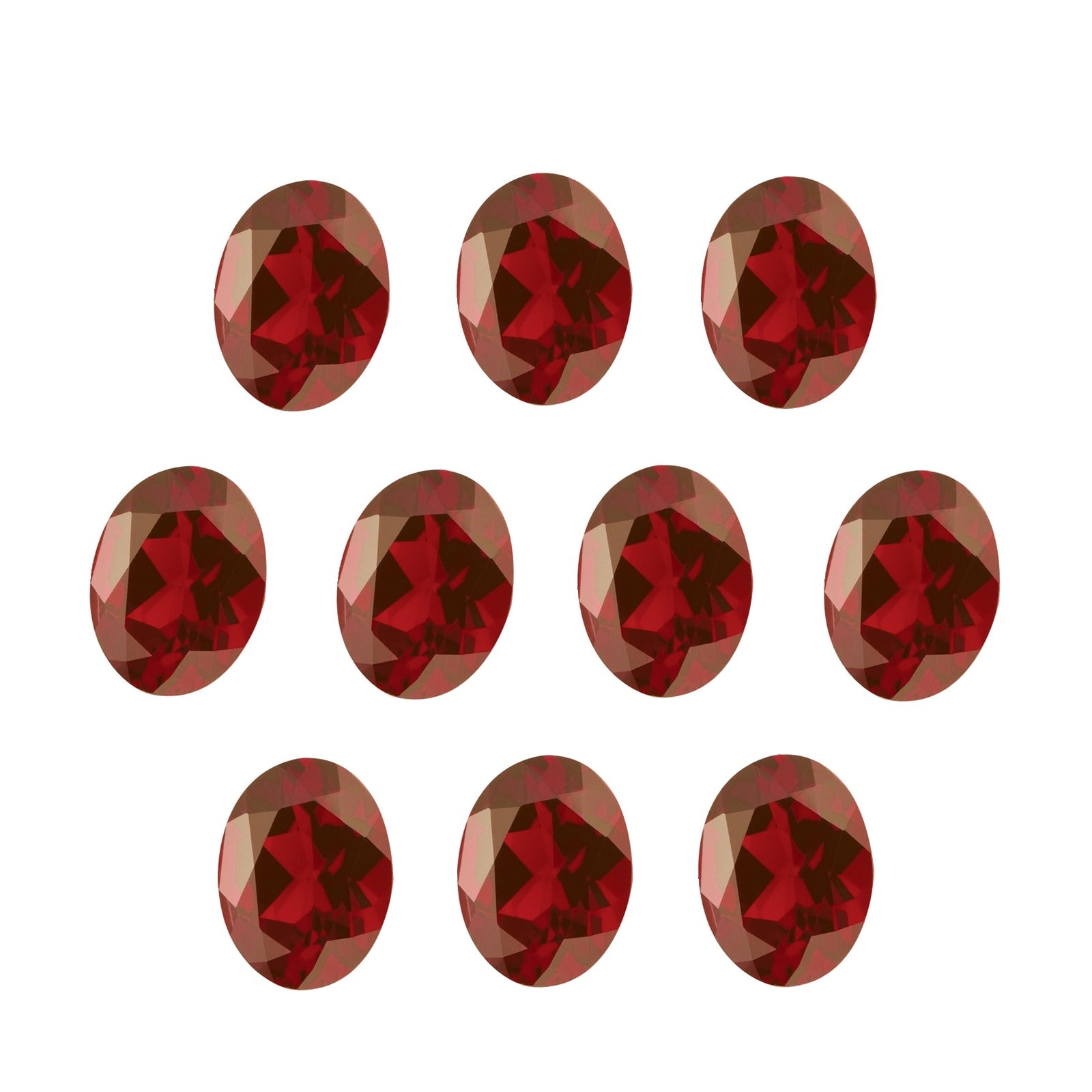 Lot of 10: 7x5 mm natural dark orange red mozambique garnet, oval cut | Sapphire Row · cut7