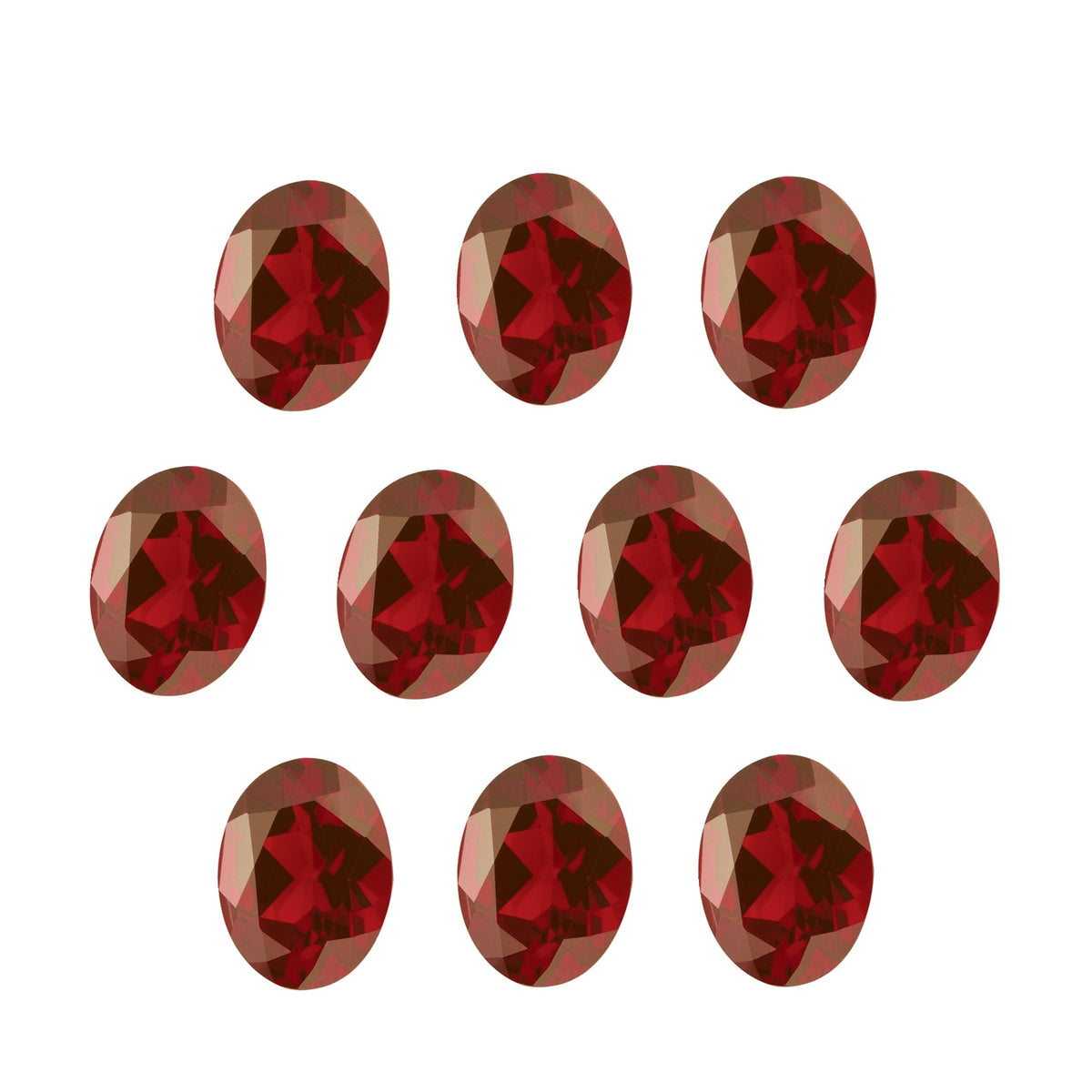 Lot of 10: 7x5 mm natural dark orange red mozambique garnet, oval cut | Sapphire Row · cut7