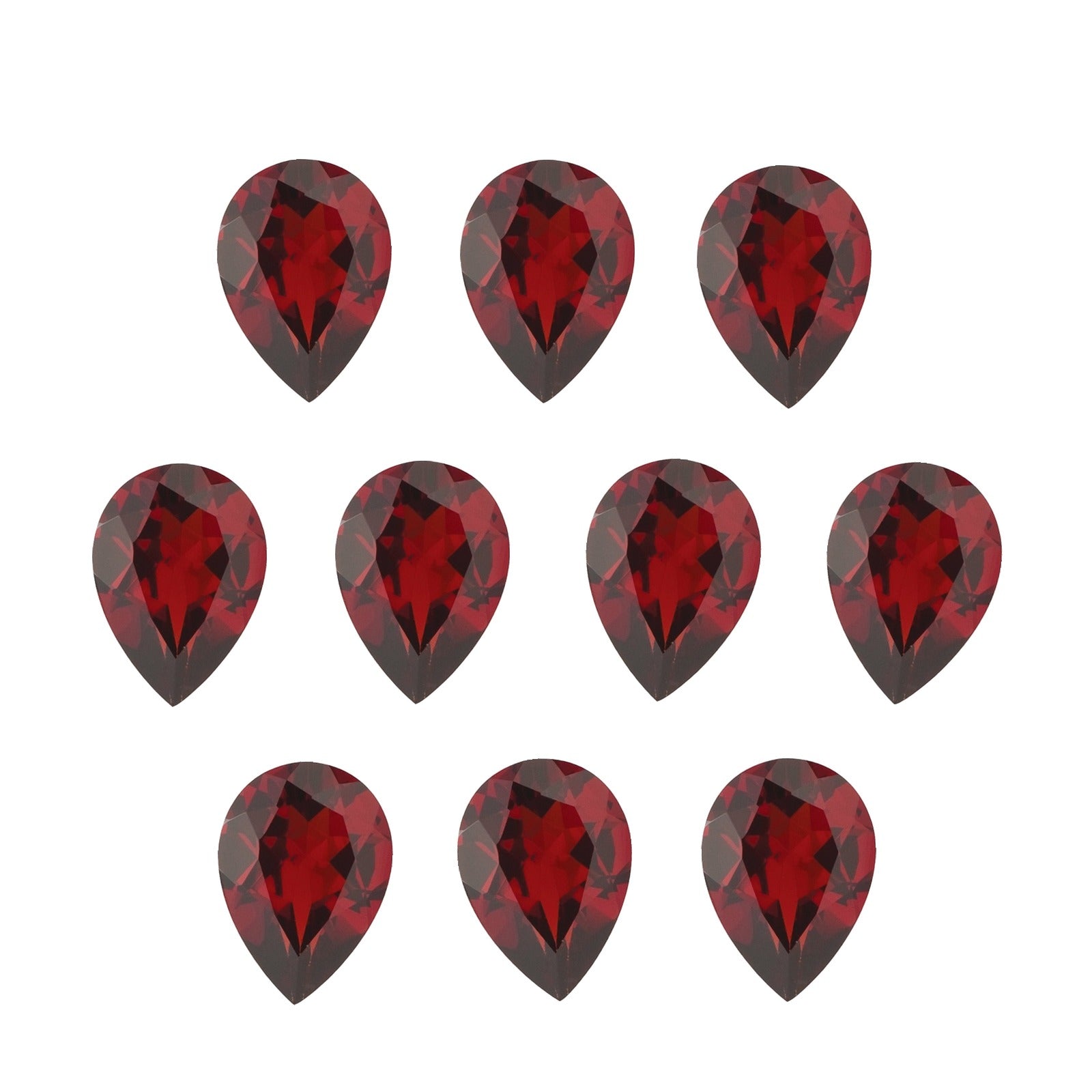 Lot of 10: 7x5 mm natural dark orange red mozambique garnet, pear cut | Sapphire Row · cut7