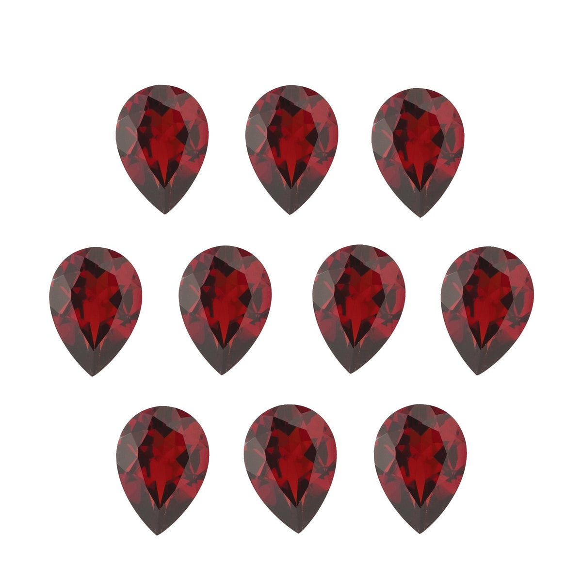 Lot of 10: 7x5 mm natural dark orange red mozambique garnet, pear cut | Sapphire Row · cut7