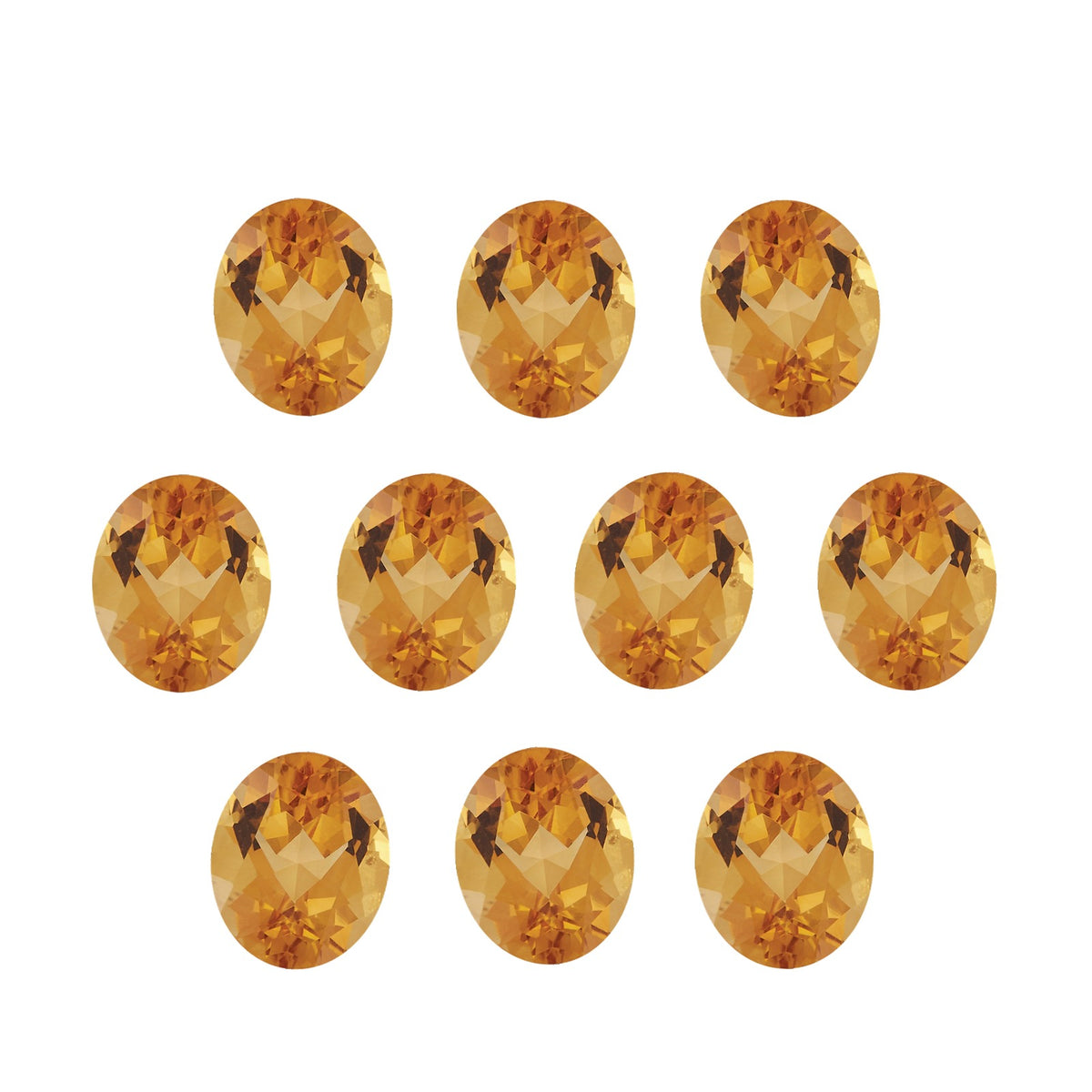 Lot of 10: 7x5 mm natural orange citrine, oval cut | Sapphire Row · cut7
