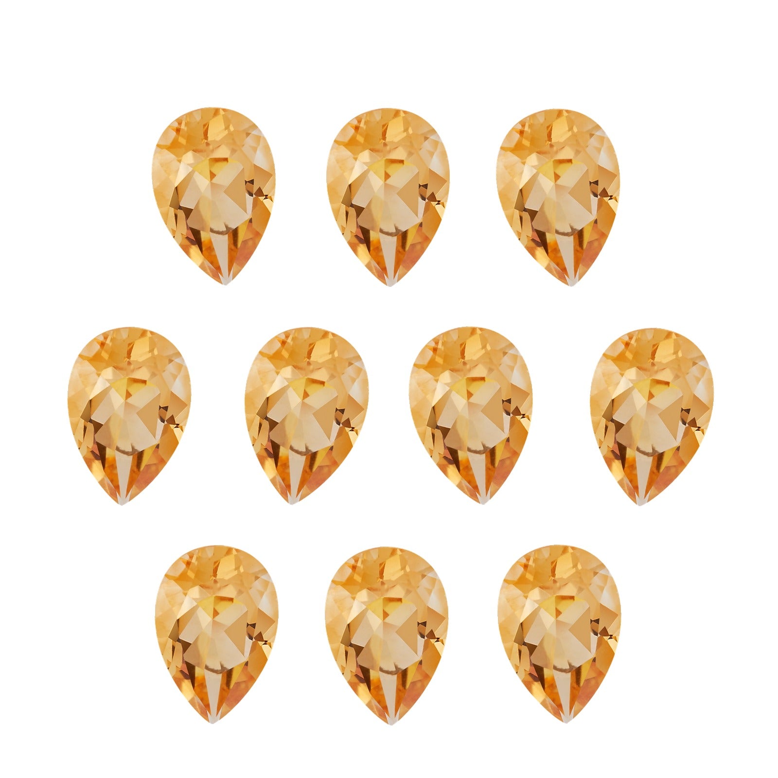 Lot of 10: 7x5 mm natural orange citrine, pear cut | Sapphire Row · cut7