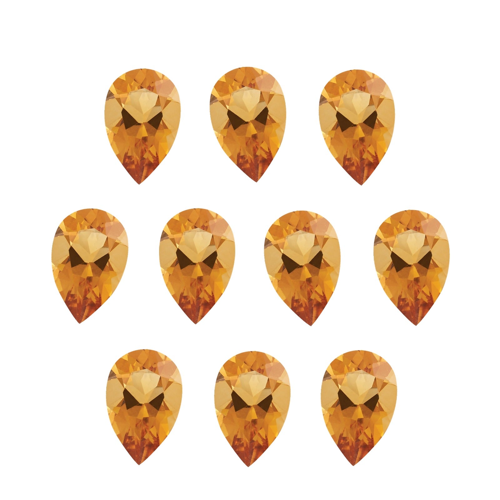 Lot of 10: 7x5 mm natural orange citrine, pear cut | Sapphire Row · cut7