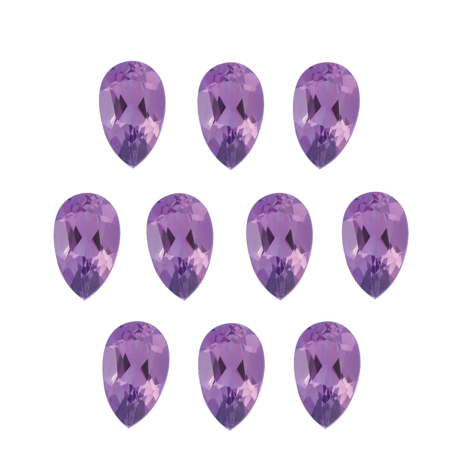 Lot of 10: 7x5 mm natural purple amethyst, pear cut | Sapphire Row · cut7