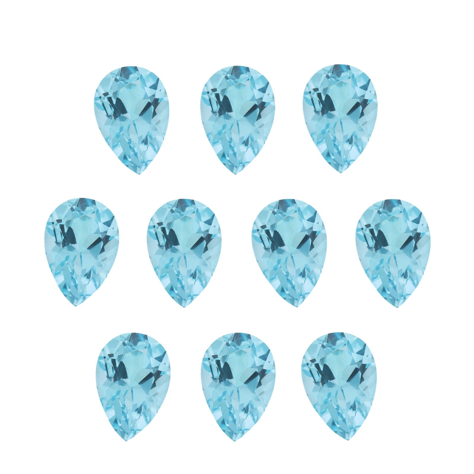 Lot of 10: 7x5 mm natural sky blue topaz, pear cut | Sapphire Row · cut7