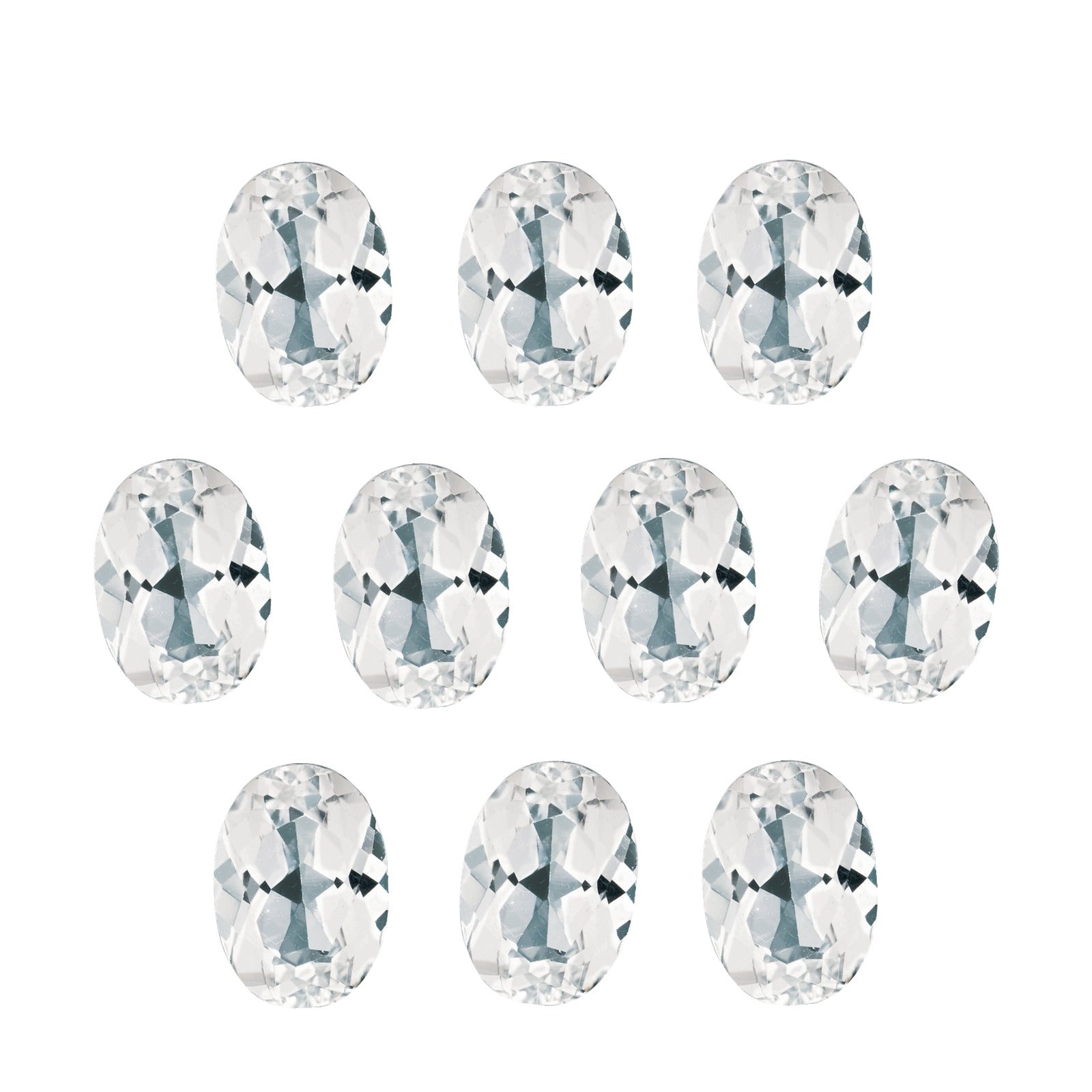 Lot of 10: 7x5 mm natural white topaz, oval cut | Sapphire Row · cut7
