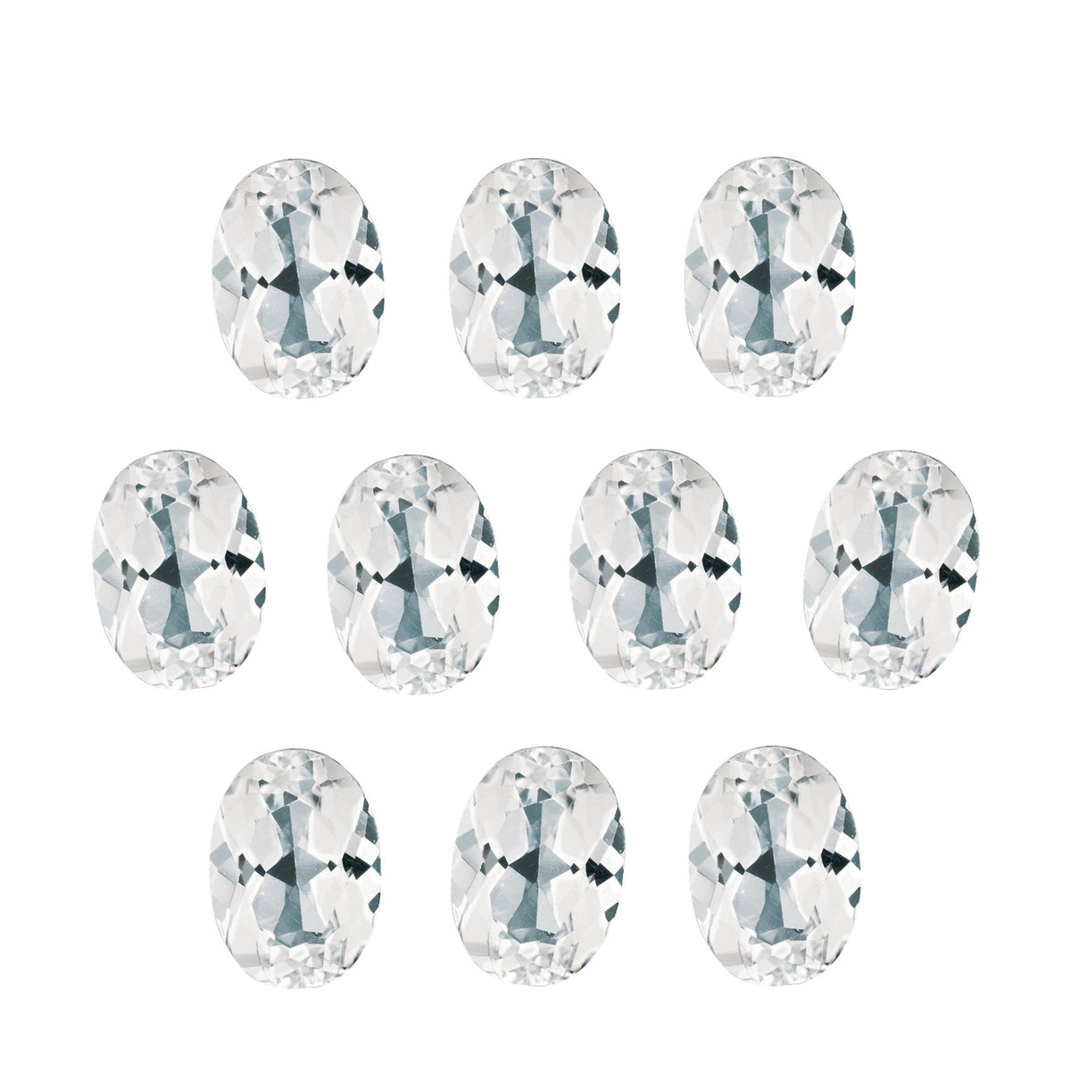 Lot of 10: 7x5 mm natural white topaz, oval cut | Sapphire Row · cut7