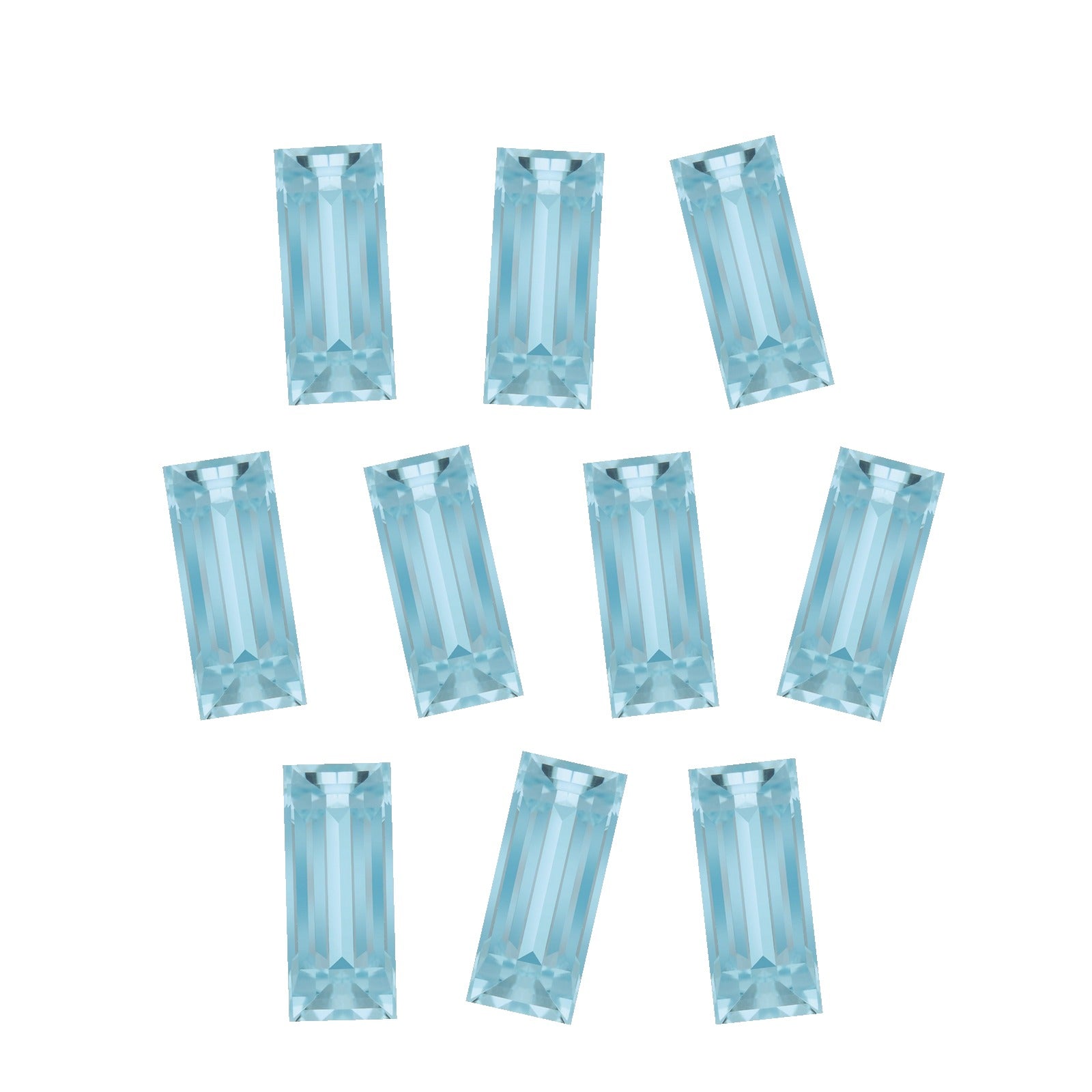 Lot of 10: 8x4 mm natural sky blue topaz, straight baguette cut | Sapphire Row · cut7