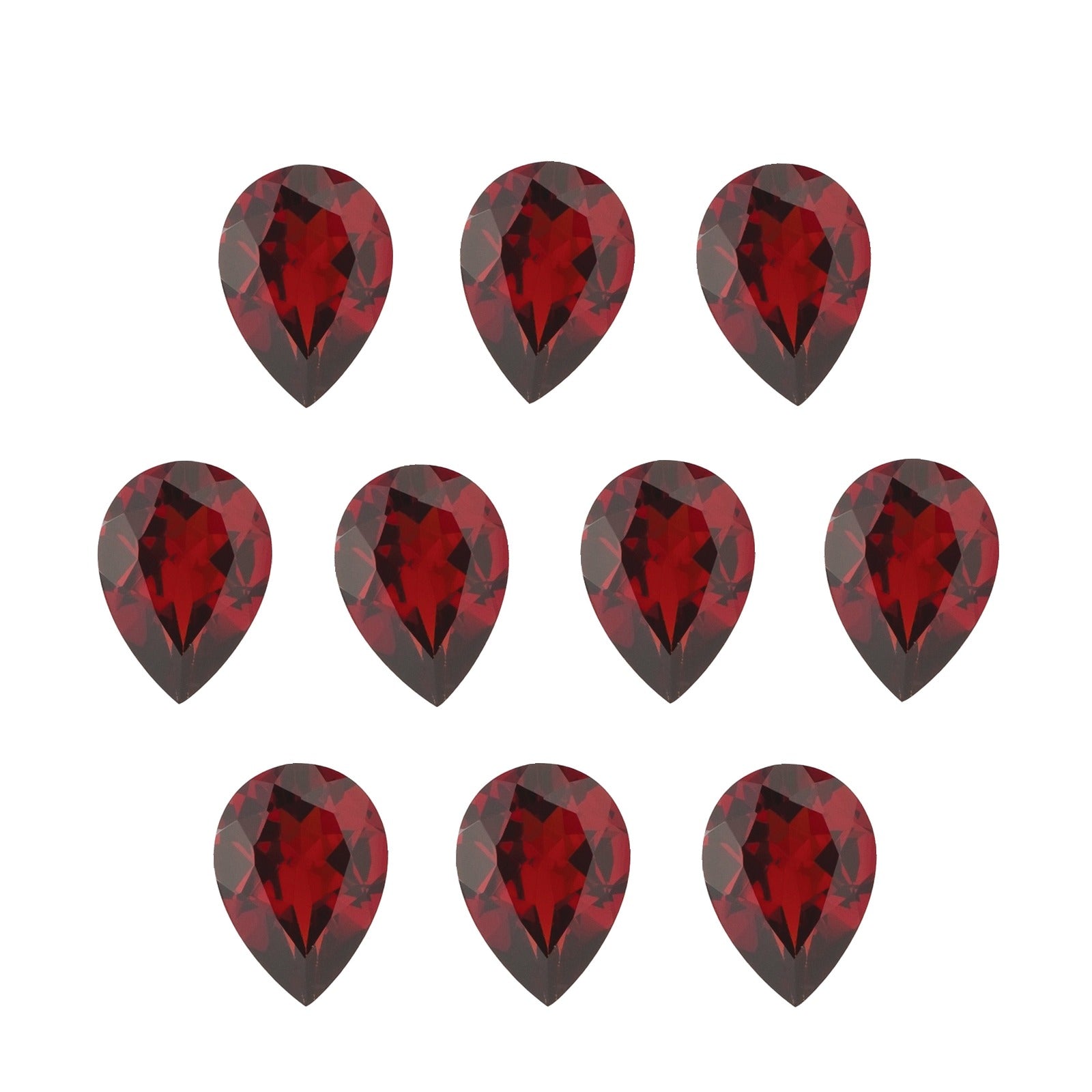 Lot of 10: 8x5 mm natural dark orange red mozambique garnet, pear cut | Sapphire Row · cut7