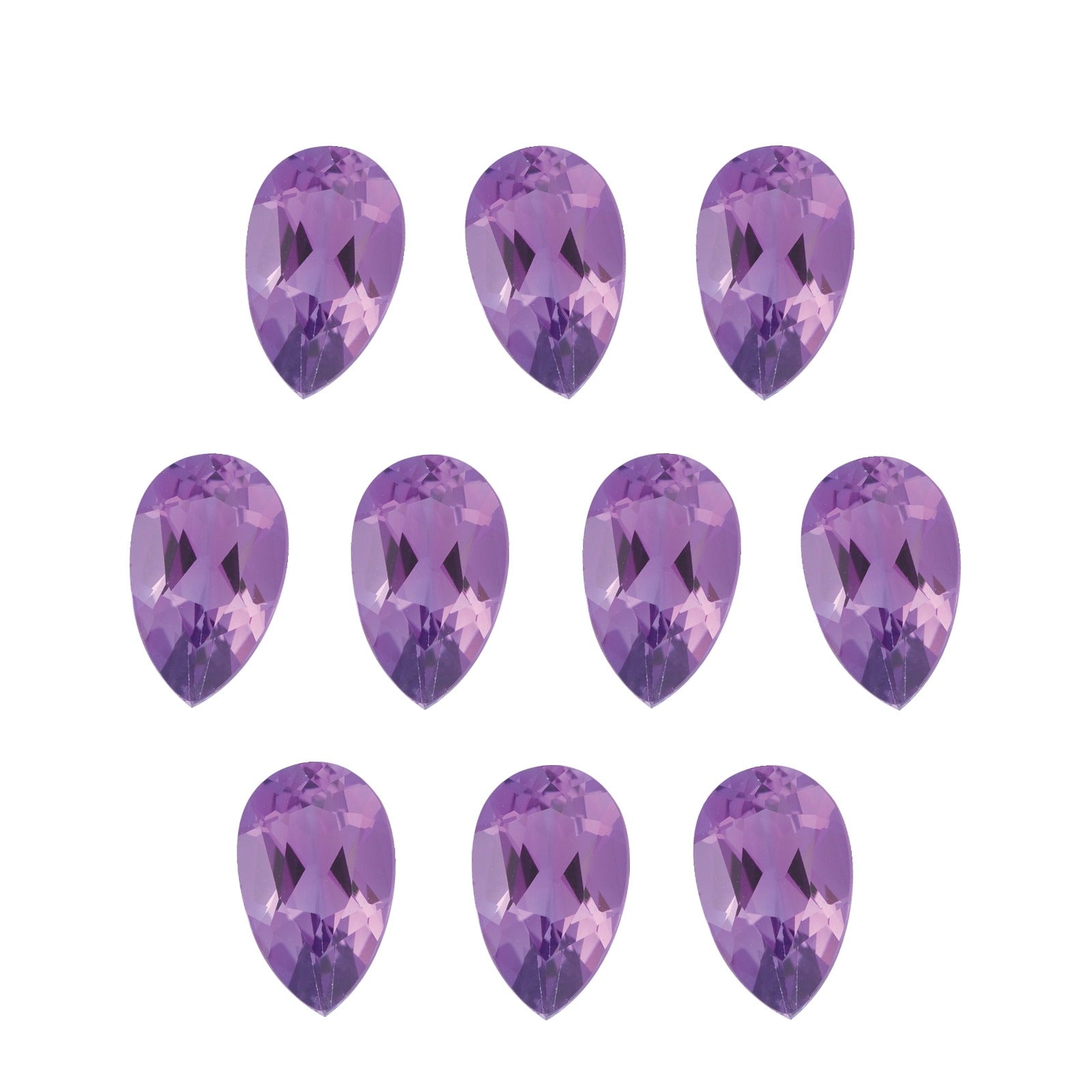 Lot of 10: 8x5 mm natural purple amethyst, pear cut | Sapphire Row · cut7