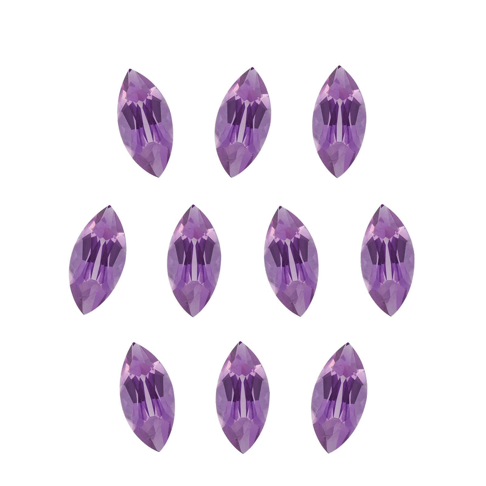 Lot of 10: 9x4.5 mm natural purple amethyst, marquise cut | Sapphire Row · cut7