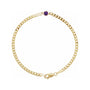 Natural Bezel-Set Gemstone Curb Bracelet in Amethyst, Yellow Gold