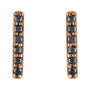 Natural Black Diamond Pavé Bar Earrings in 14K rose gold, alternate view