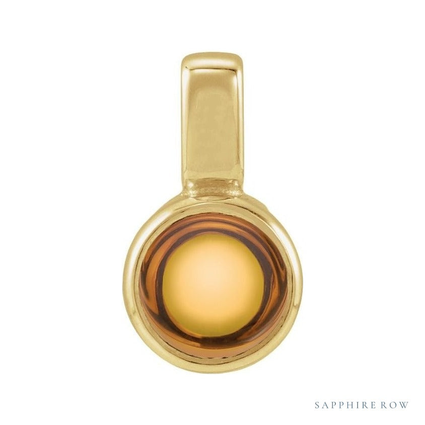Natural Cabochon Mini Fixed Bail Pendant in Citrine, 14K yellow gold