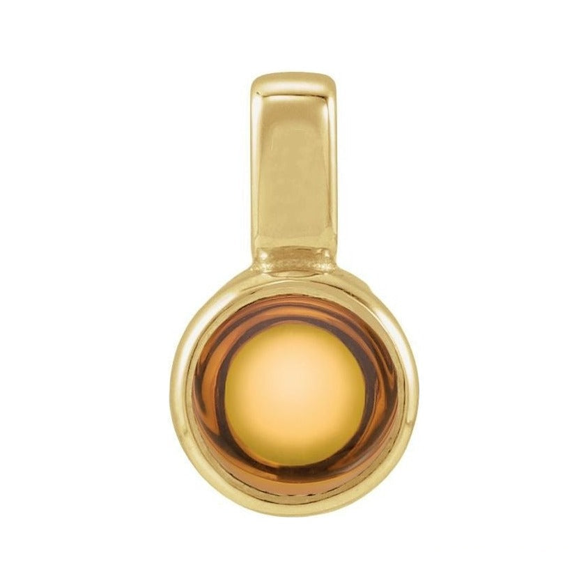 Natural Cabochon Mini Fixed Bail Pendant in Citrine, 14K yellow gold