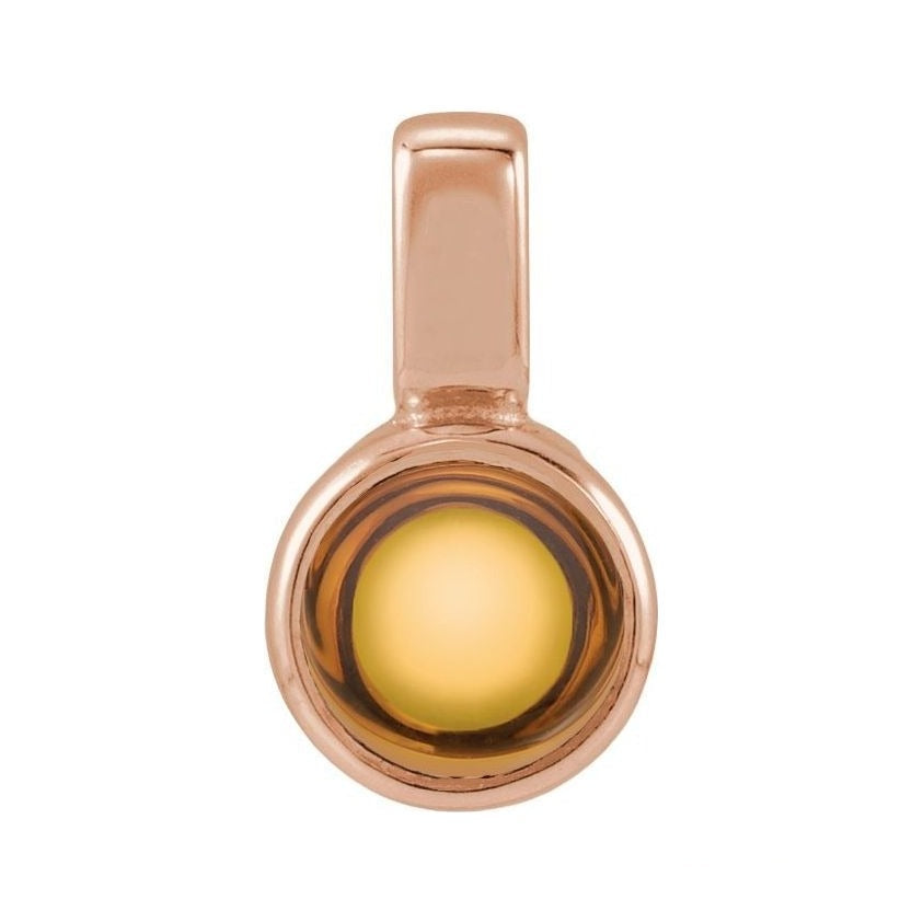 Natural Cabochon Mini Fixed Bail Pendant in Citrine, 14K rose gold