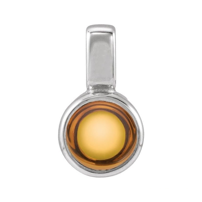 Natural Cabochon Mini Fixed Bail Pendant in Citrine, platinum