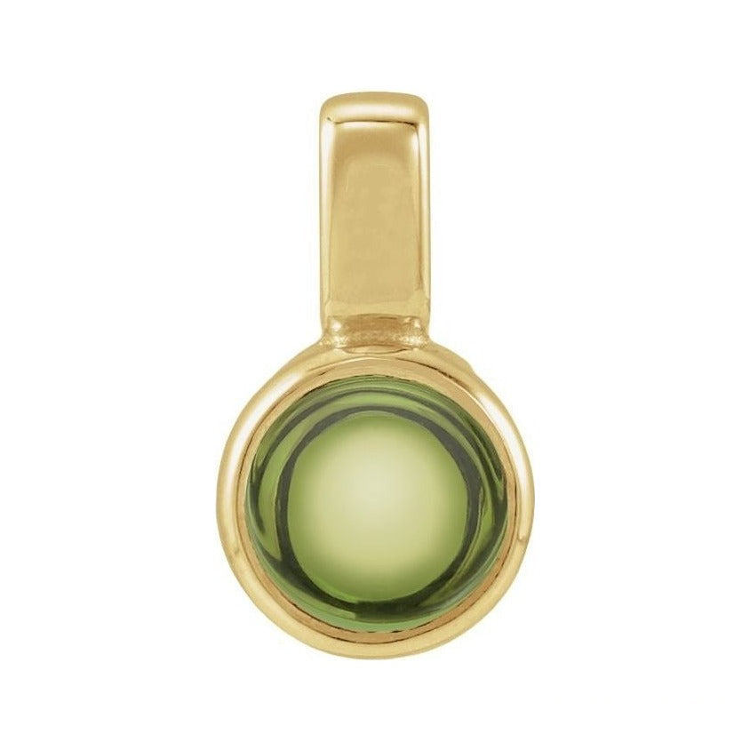 Natural Cabochon Mini Fixed Bail Pendant in Peridot, 14K yellow gold