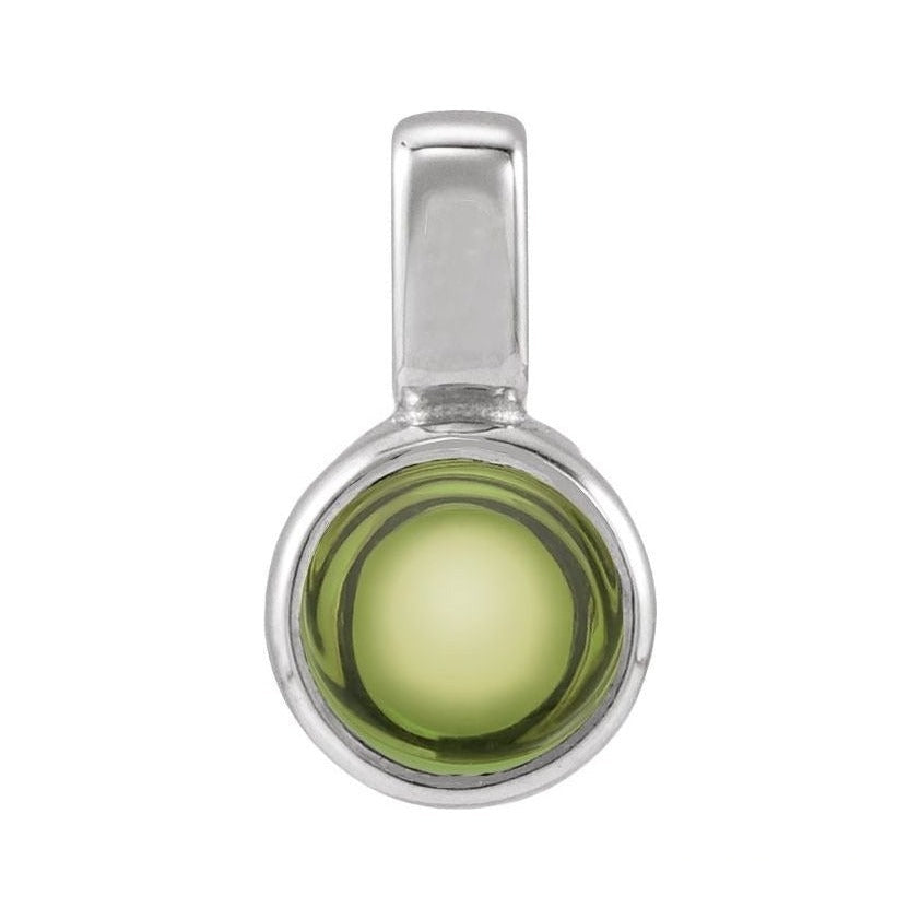Natural Cabochon Mini Fixed Bail Pendant in Peridot, platinum