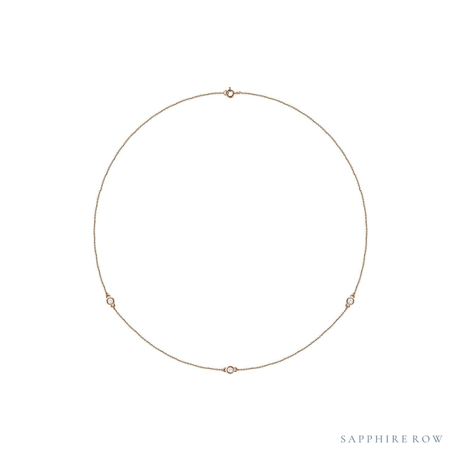 Sapphire Row Natural Diamond 3-Station Necklace - 1/4 ctw in Rose Gold
