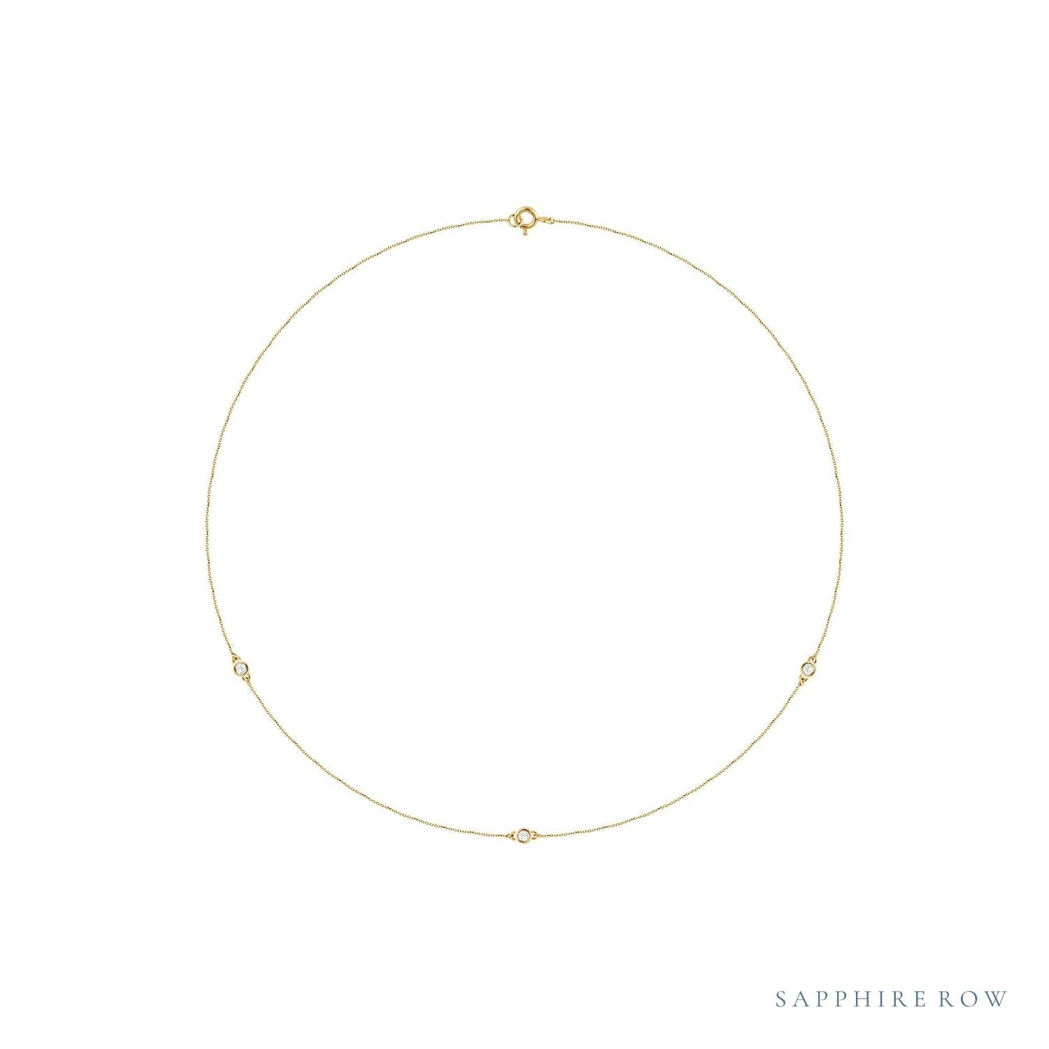 Sapphire Row Natural Diamond 3-Station Necklace - 1/5 ctw in Yellow Gold